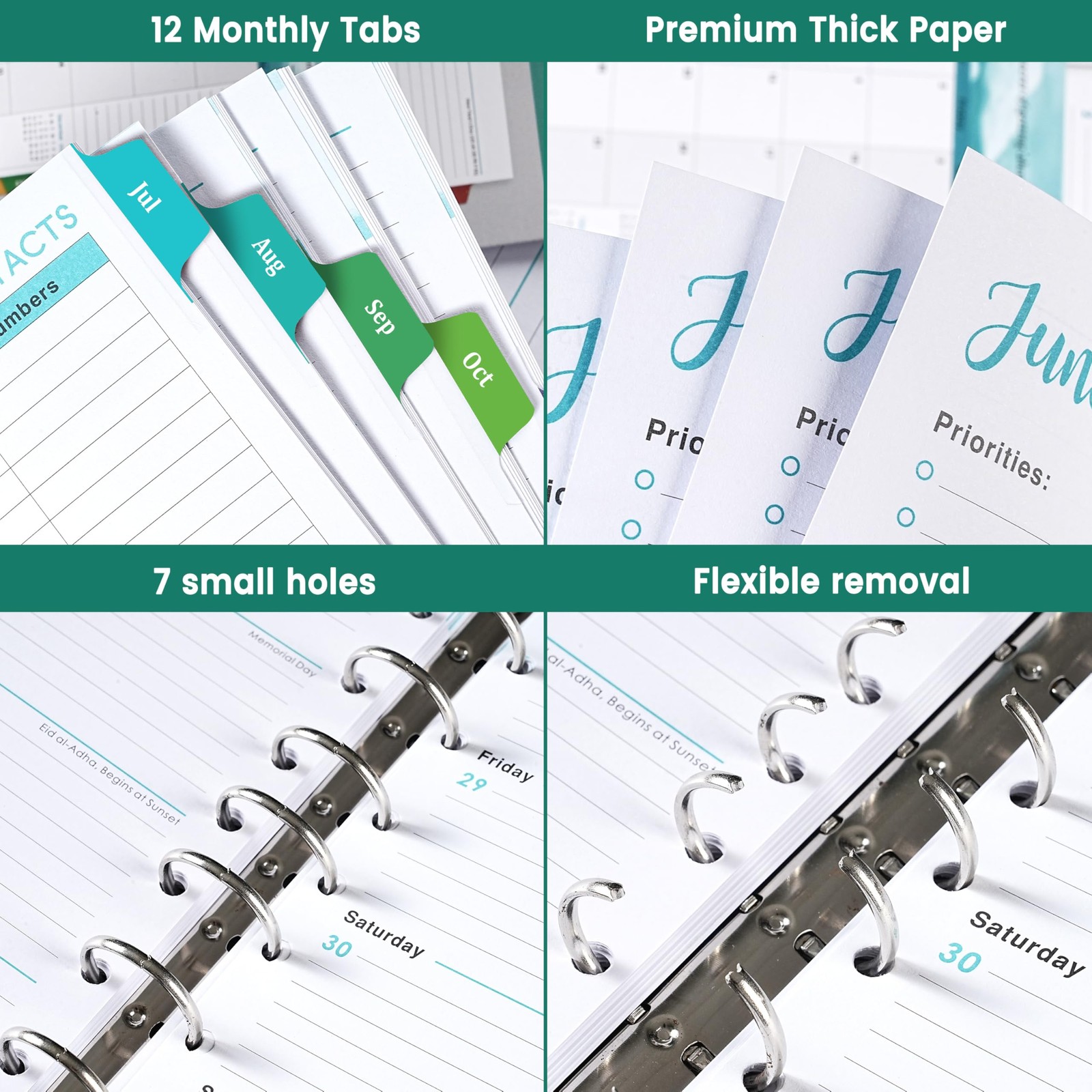 2026-2027 Planner Refills – 7-Hole Punched 5.5″ x 8.5″, Dopamine Color