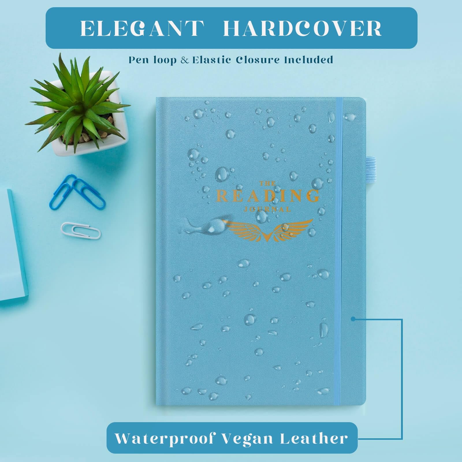 Reading Journal Elegant Book Log Review Progress Tracking 110 Reviews Blue