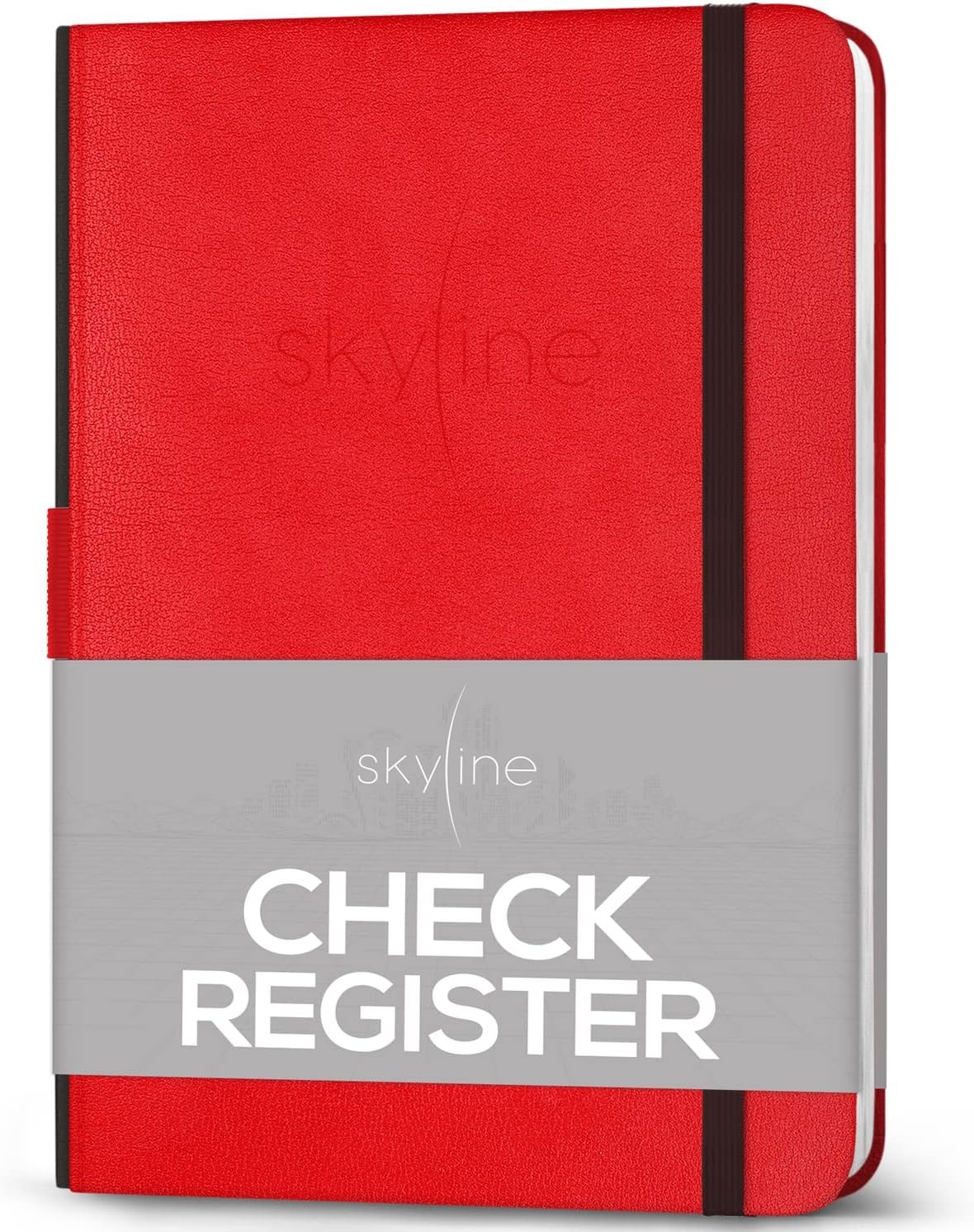 Skyline Registro de cheques – Libro registro A5 (5.8” x 8.3”), Rojo –