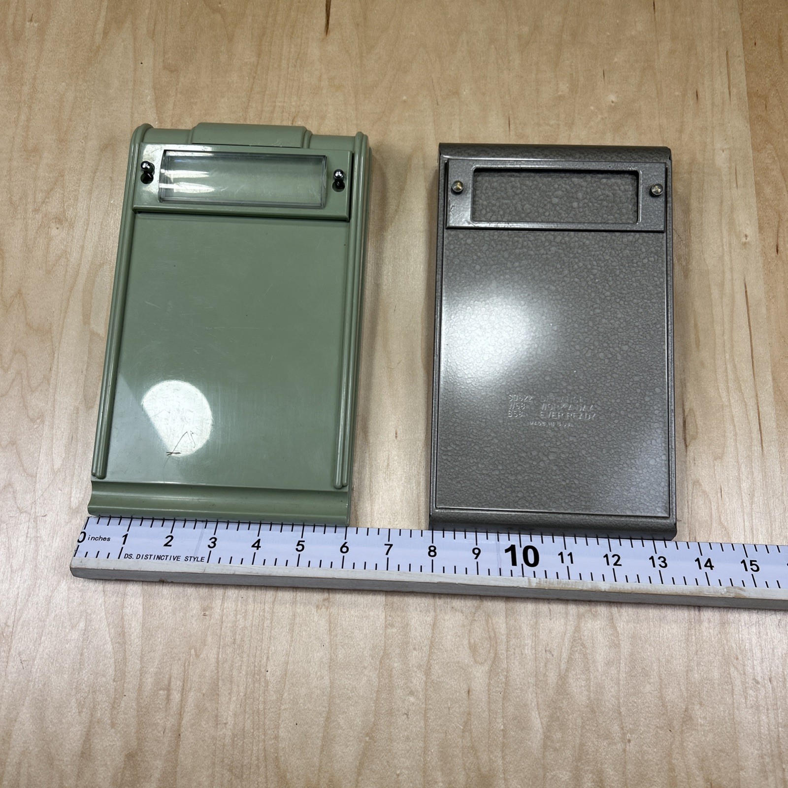 Vintage Ever Ready Work-A-Day Desk Calendar Bases Gray & Green Mid Century USA