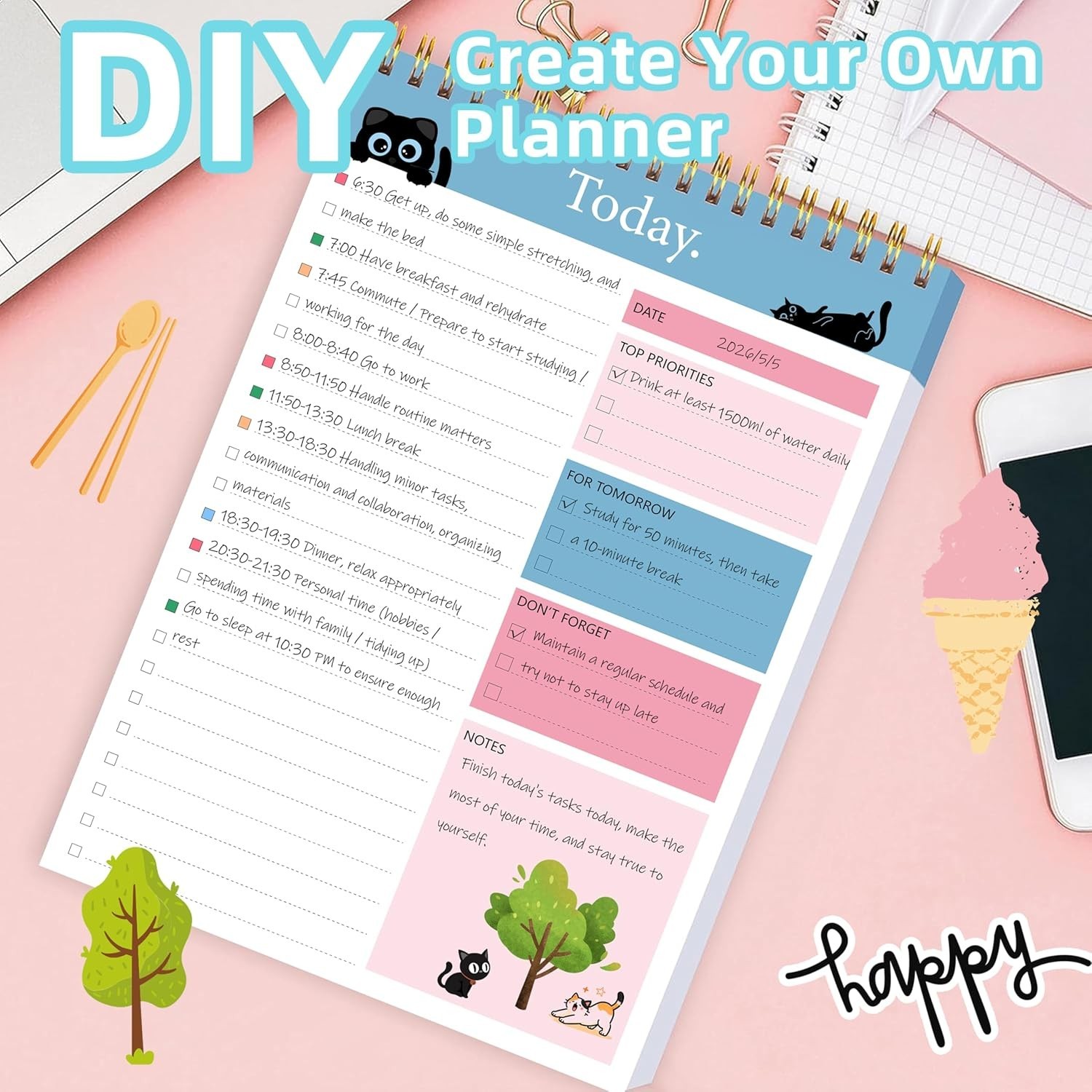 Compact 6.5″ x 9.8″ Spiral To Do List Notepad – Boost Productivity