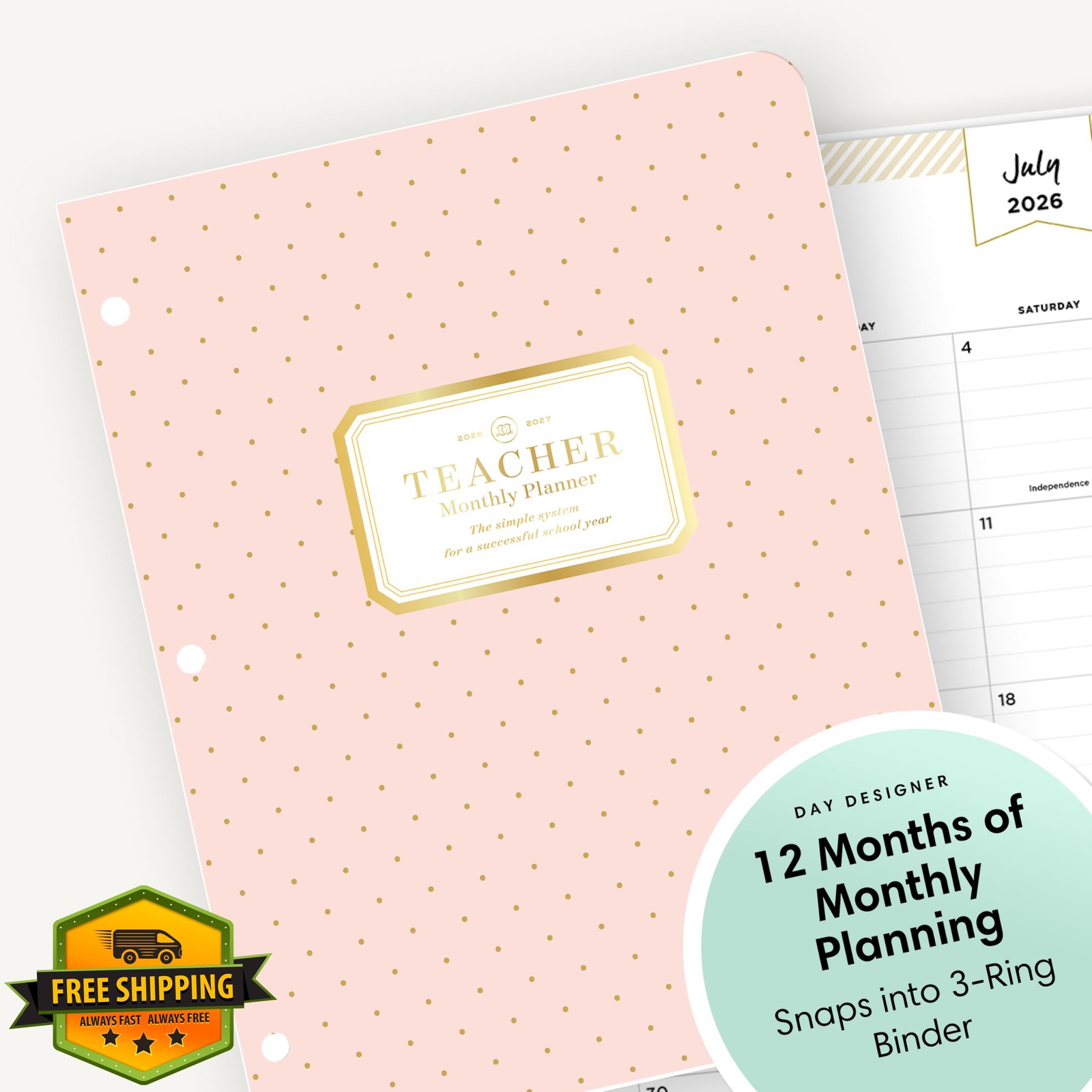 Blue Sky Swiss Dot Blush 8.5×11 Planner