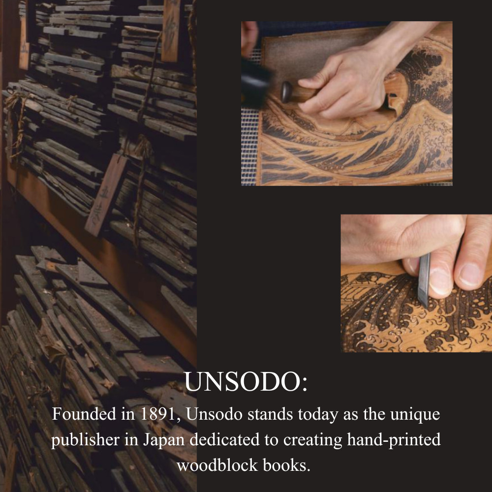 Unsodo Japanese Notebook Handmade Woodblock Print Watoji Kiku Journal Washi