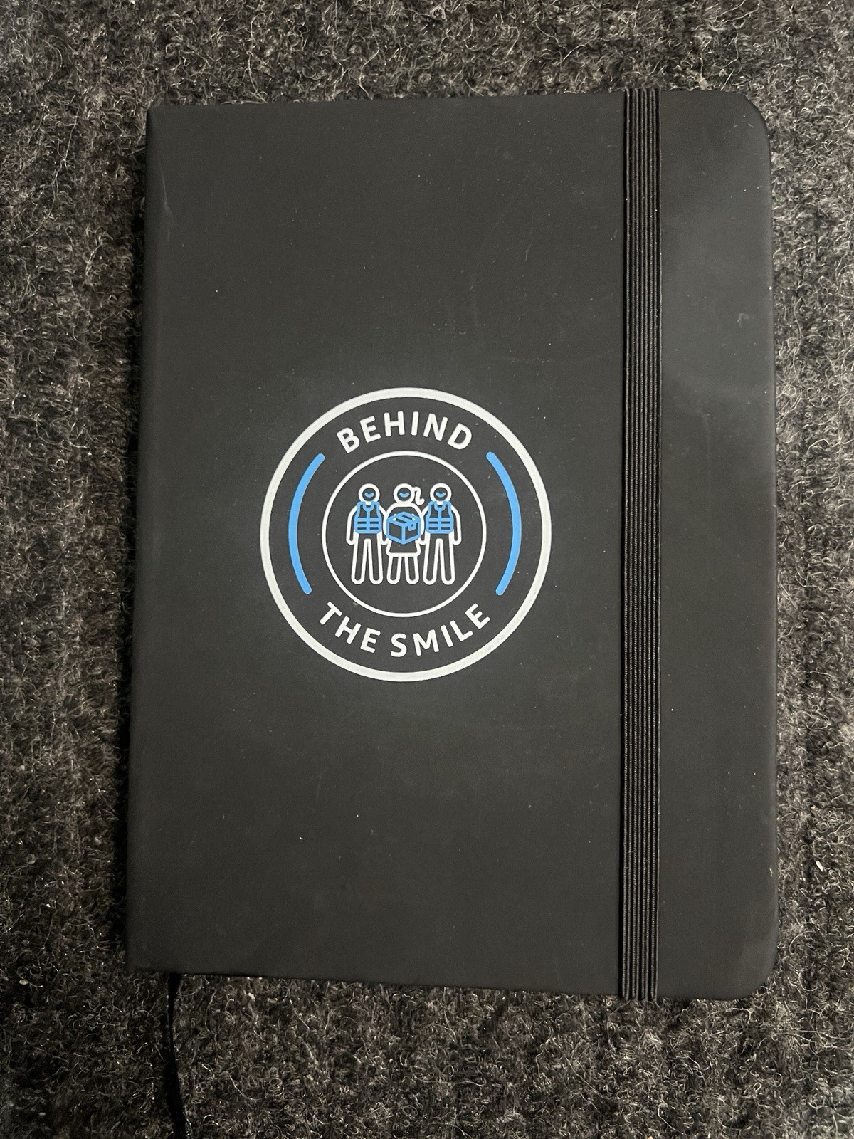 Behind The Smile Black Lined Journal Notebook Elastic Closure NWOT