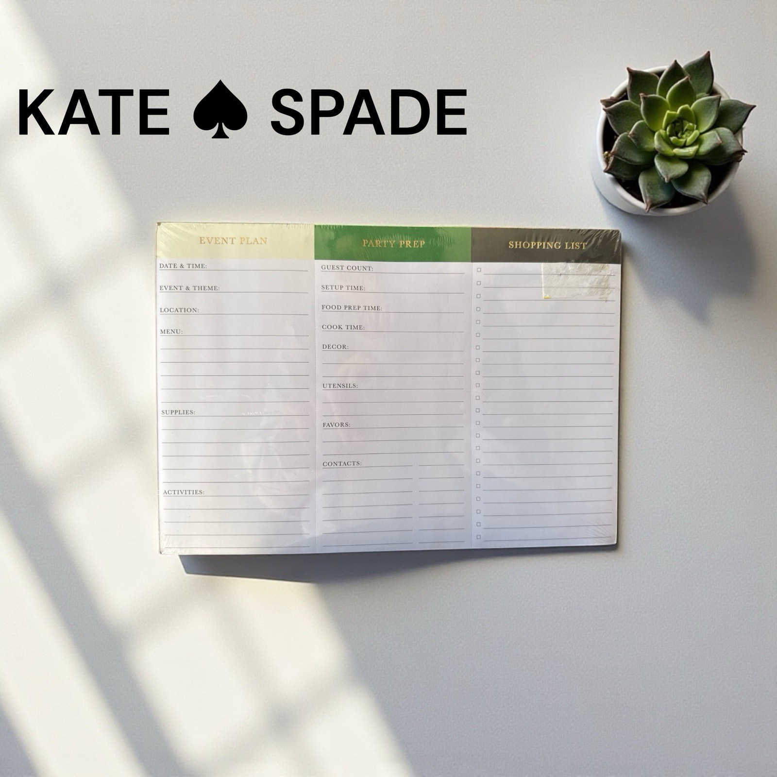 🖤 KATE SPADE NEW YORK Event Planner & Party Prep Pad SEALED