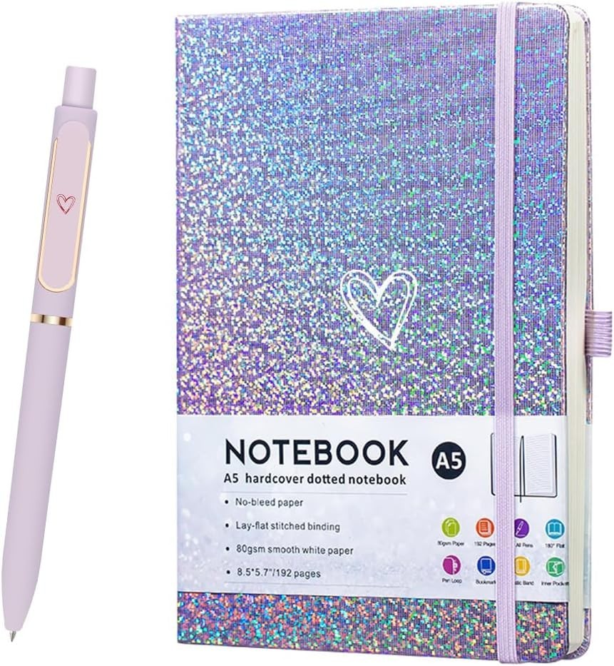 Bling A5 Notebook With Pen Lined Journal Notebook A5 Notepad For Girls Purple