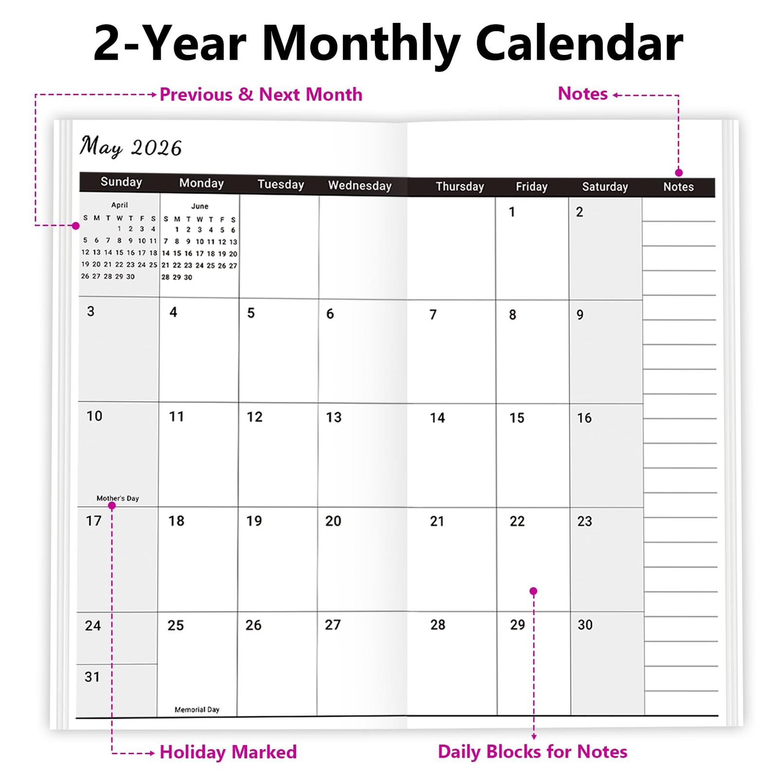 2026-2027 Pocket Calendar for Purse, Two-Year Monthly Planner from Jan 2026 t…