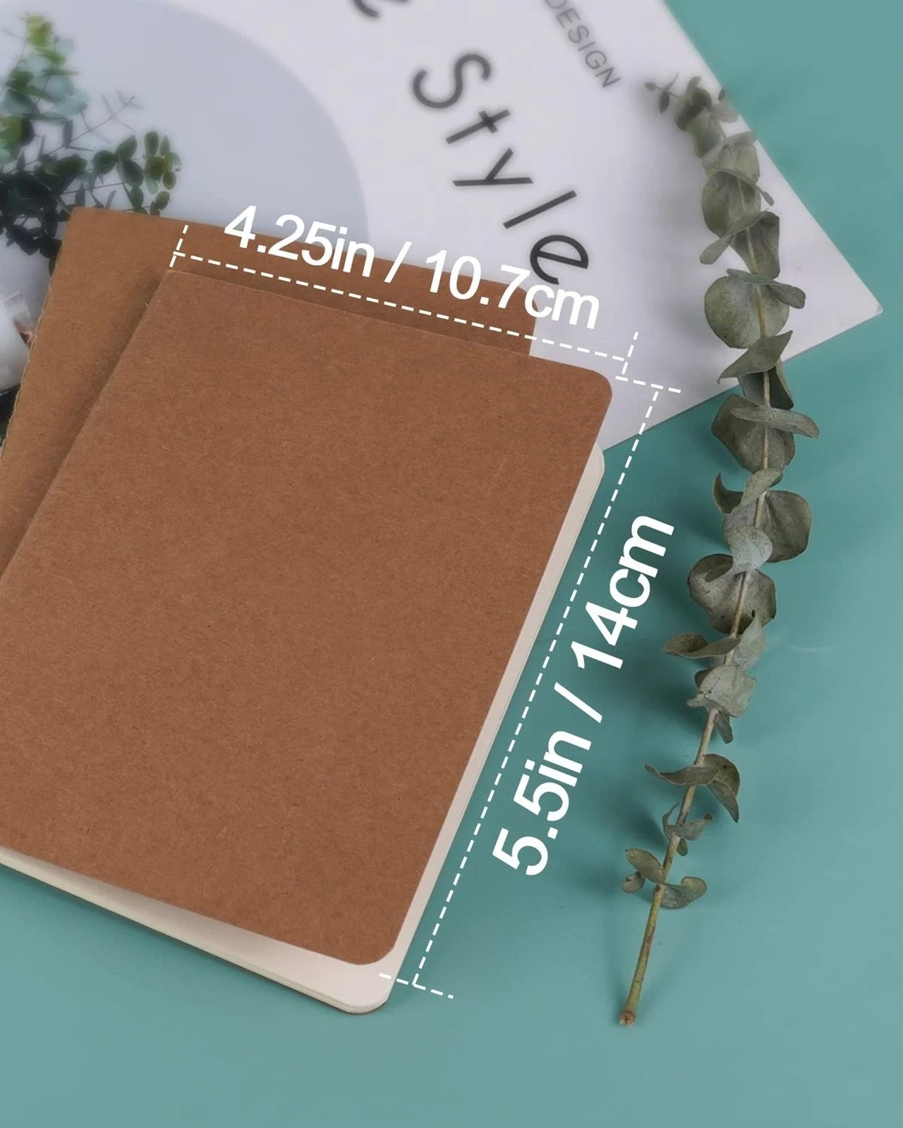 Small Notebook Bulk 60 Packs Pocket Journal Blank A6 (4.25 x 5.5 in) Kraft No
