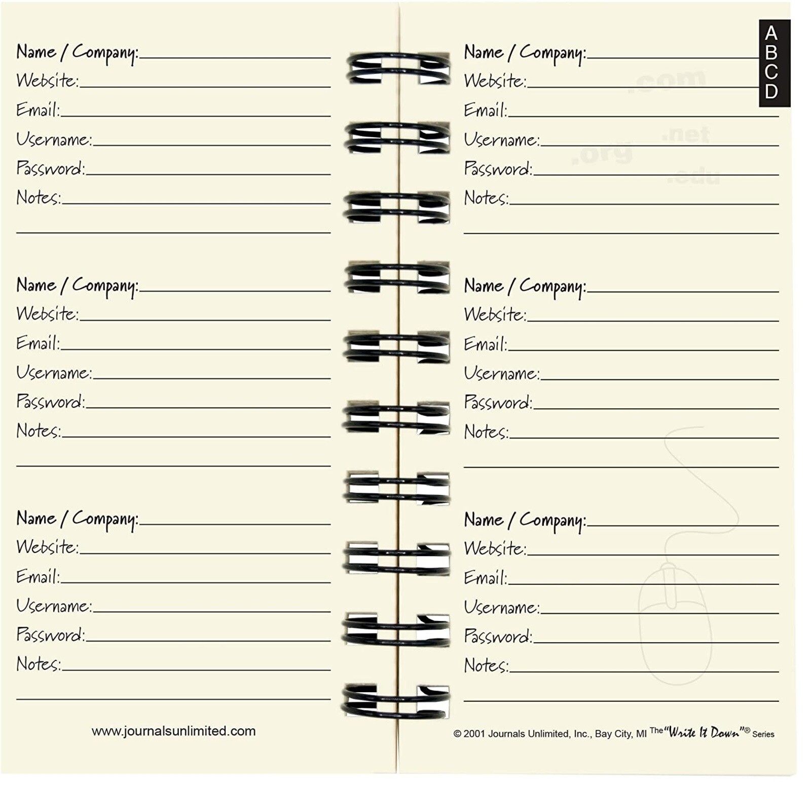 Internet Password Mini Pocket Book Username Email Address Journal Organizer