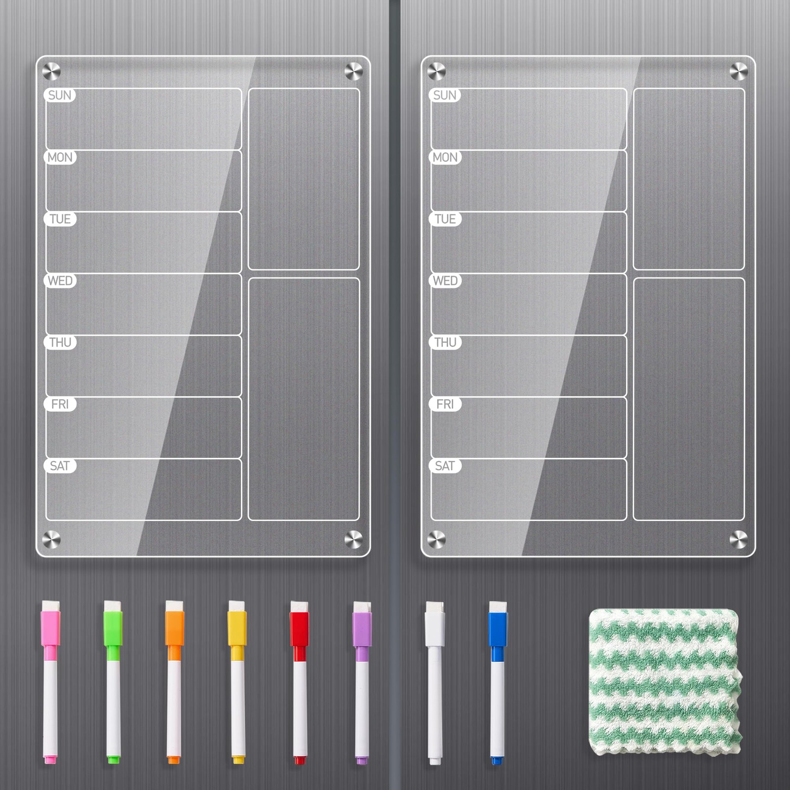 2 Pack Clear Acrylic Magnetic Meal Planner for 12″ x 8″,