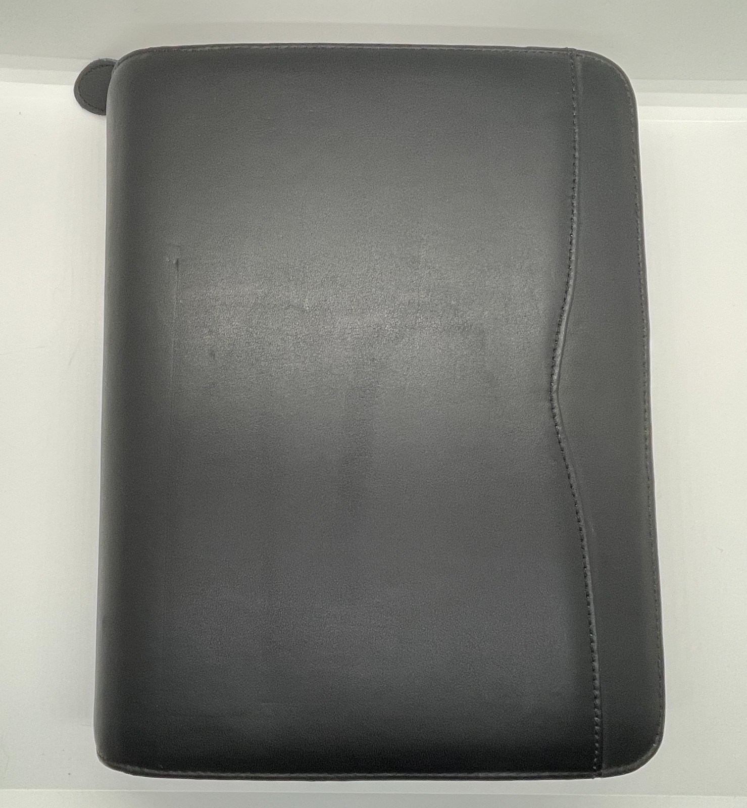 Leather Portfolio Daytimer Vintage Black Folder Folio Clean 10.5″ x 7.5″ + Paper