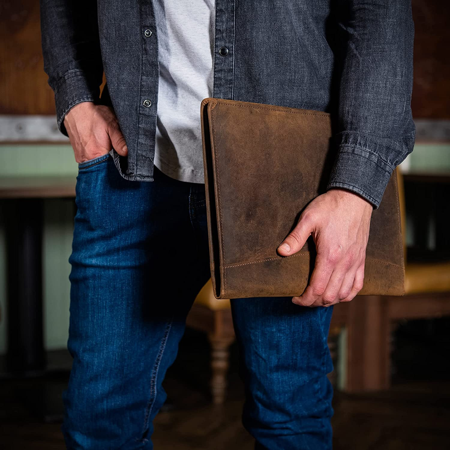 Leather Portfolio Professional Organizer Padfolio – Resume Folder with Luxury Pe