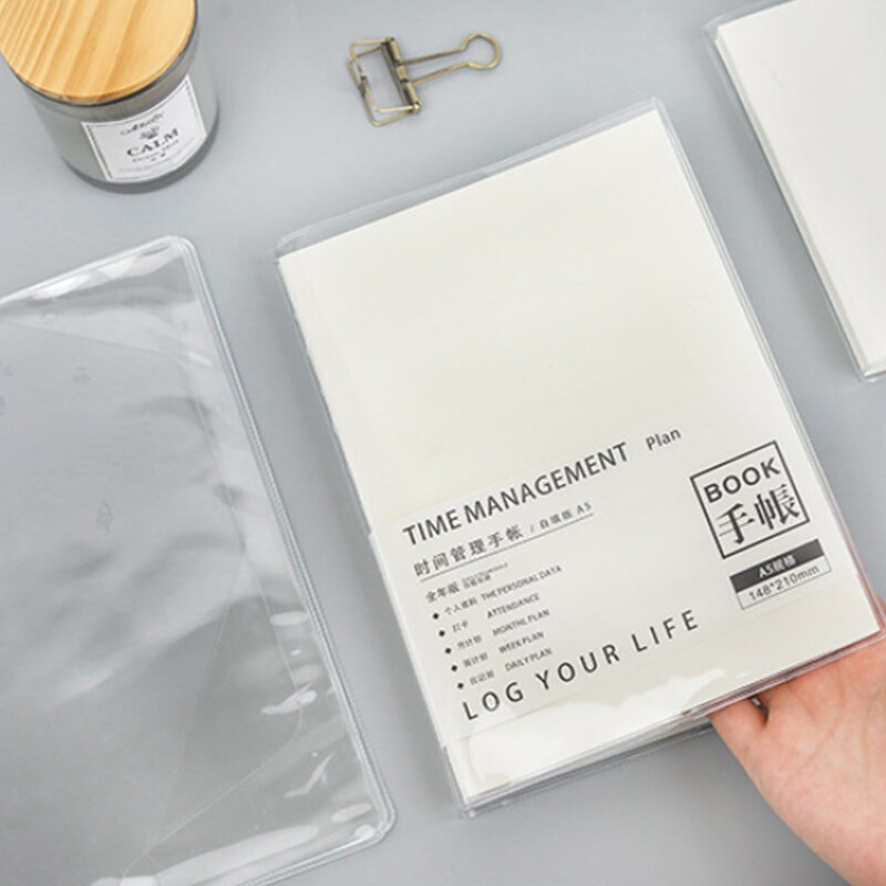 PVC Transparent Notebook Cover A5/A6 Waterproof Journal Planner Protective Cover