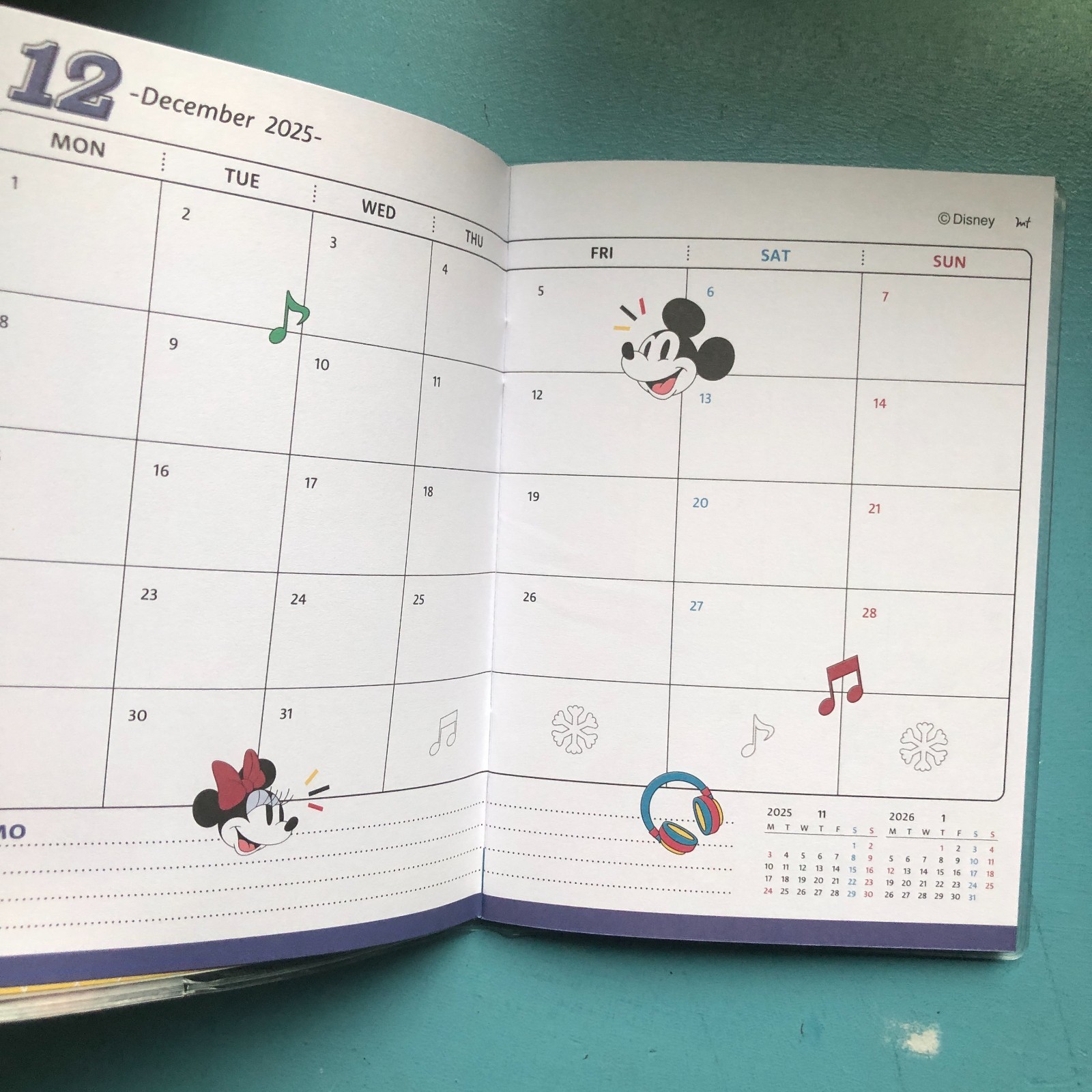 Mickey Mouse & Minnie 2026 Monthly Planner Schedule Book A6 DEC 25 – JAN 27