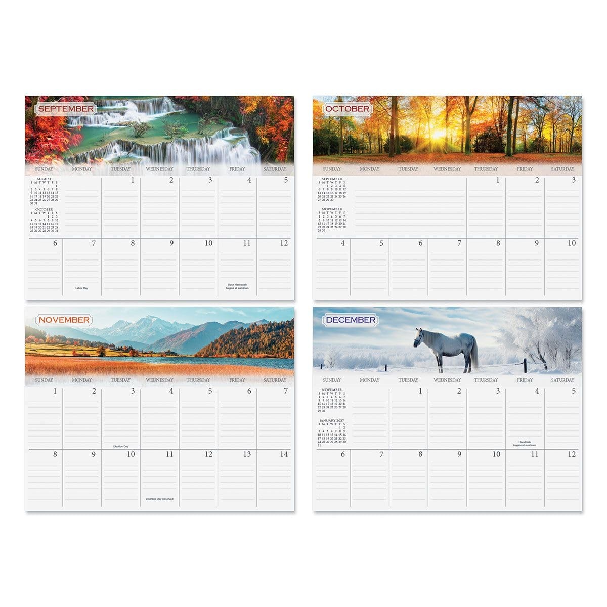 2026 Seasons Big Grid Wall Calendar, 12-Inch x 9-Inch Size 2026