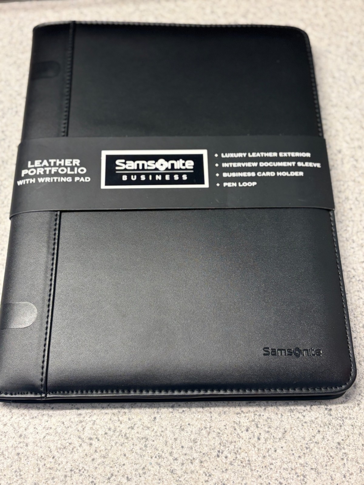 Samsonite Xenon Leather Business Portfolio, Black, New, Open Box