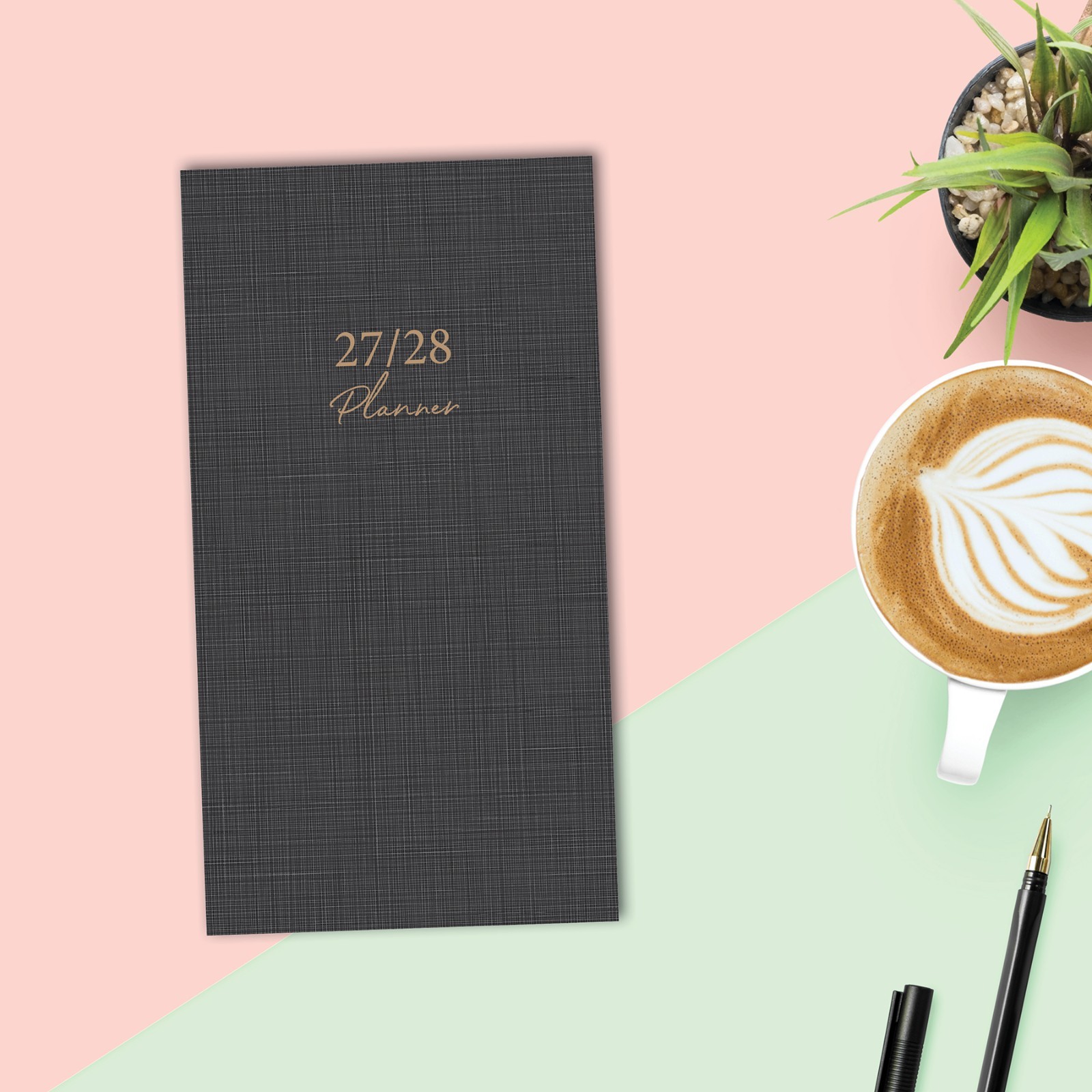 Graphite Grid 2-Year 2027-28 3.5″ x 6.5″ Monthly Pocket Planner
