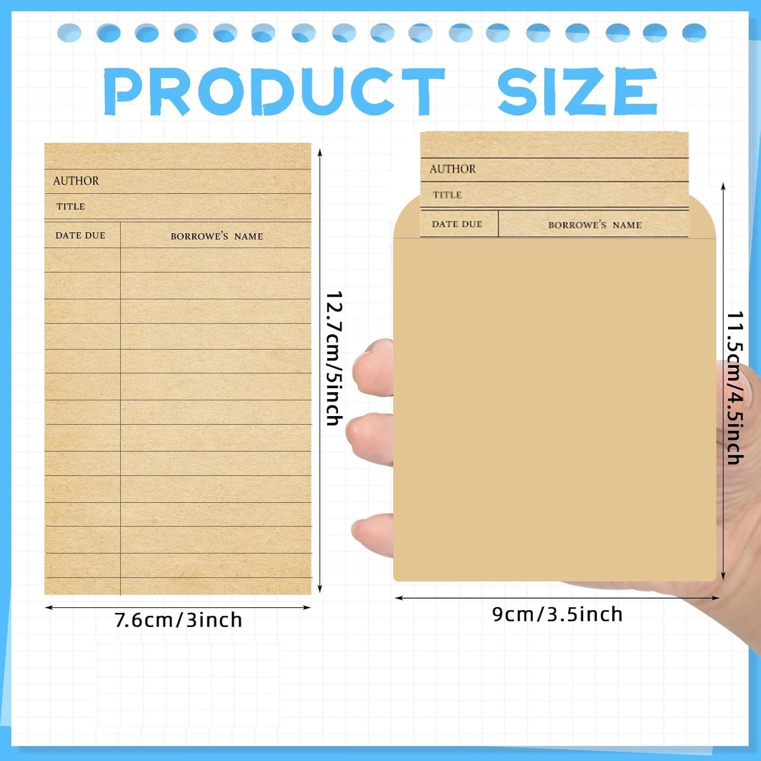 80 Pack Vintage Library Card Pocket with Envelopes Self Adhesive Book Checkou…