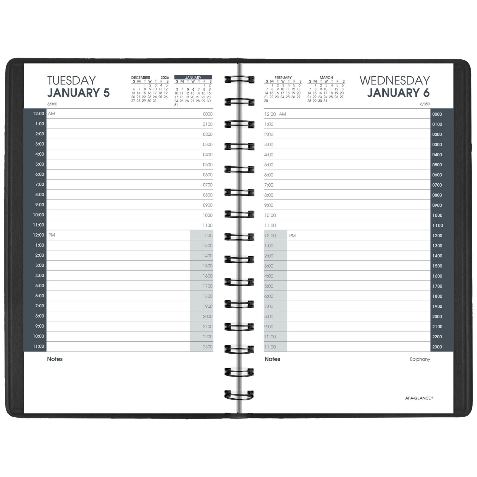 2026 At-A-Glance 70-203-05 24-Hour Daily Appointment Book, 5 x 8″