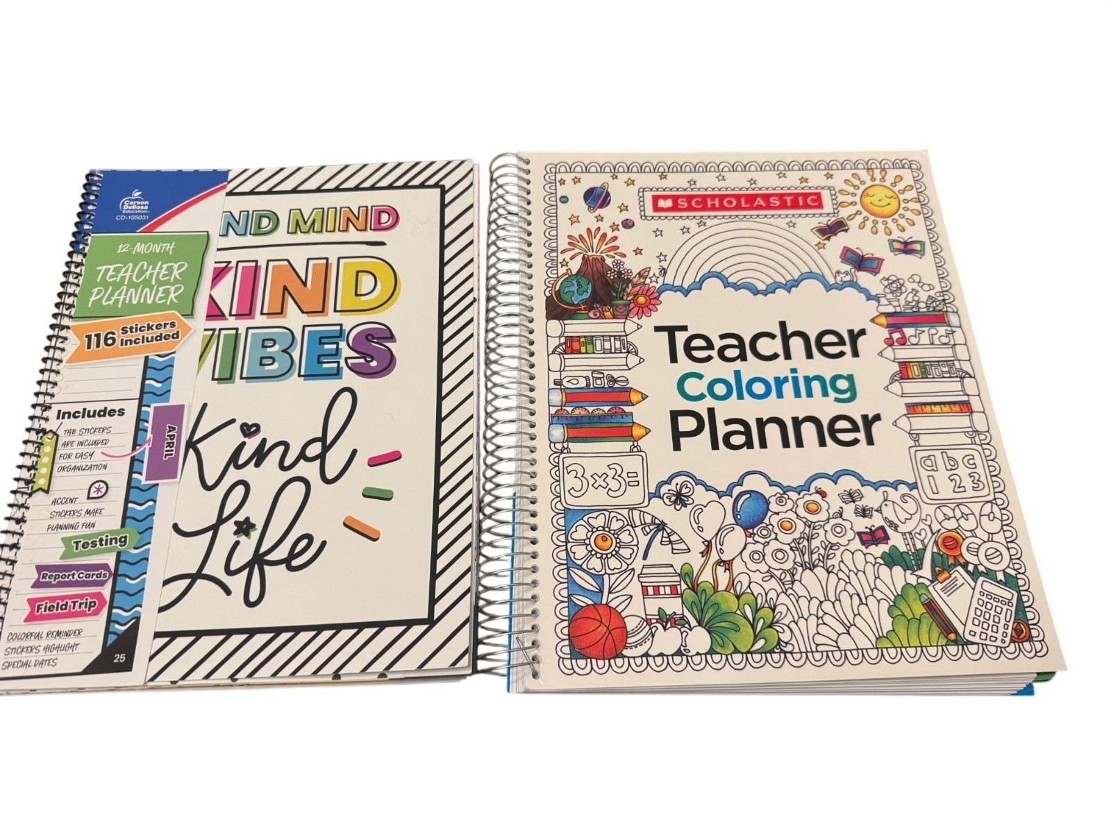 Set of 2 new teacher undated planners “coloring style and kind vibes