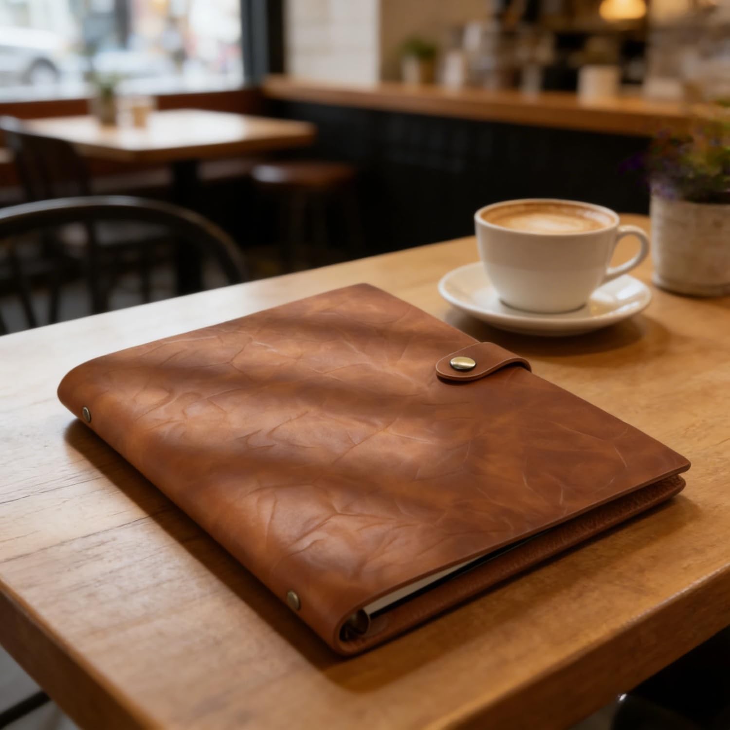 Refillable A5 Leather Binder Journal Soft Cover Notebook, Vintage Brown