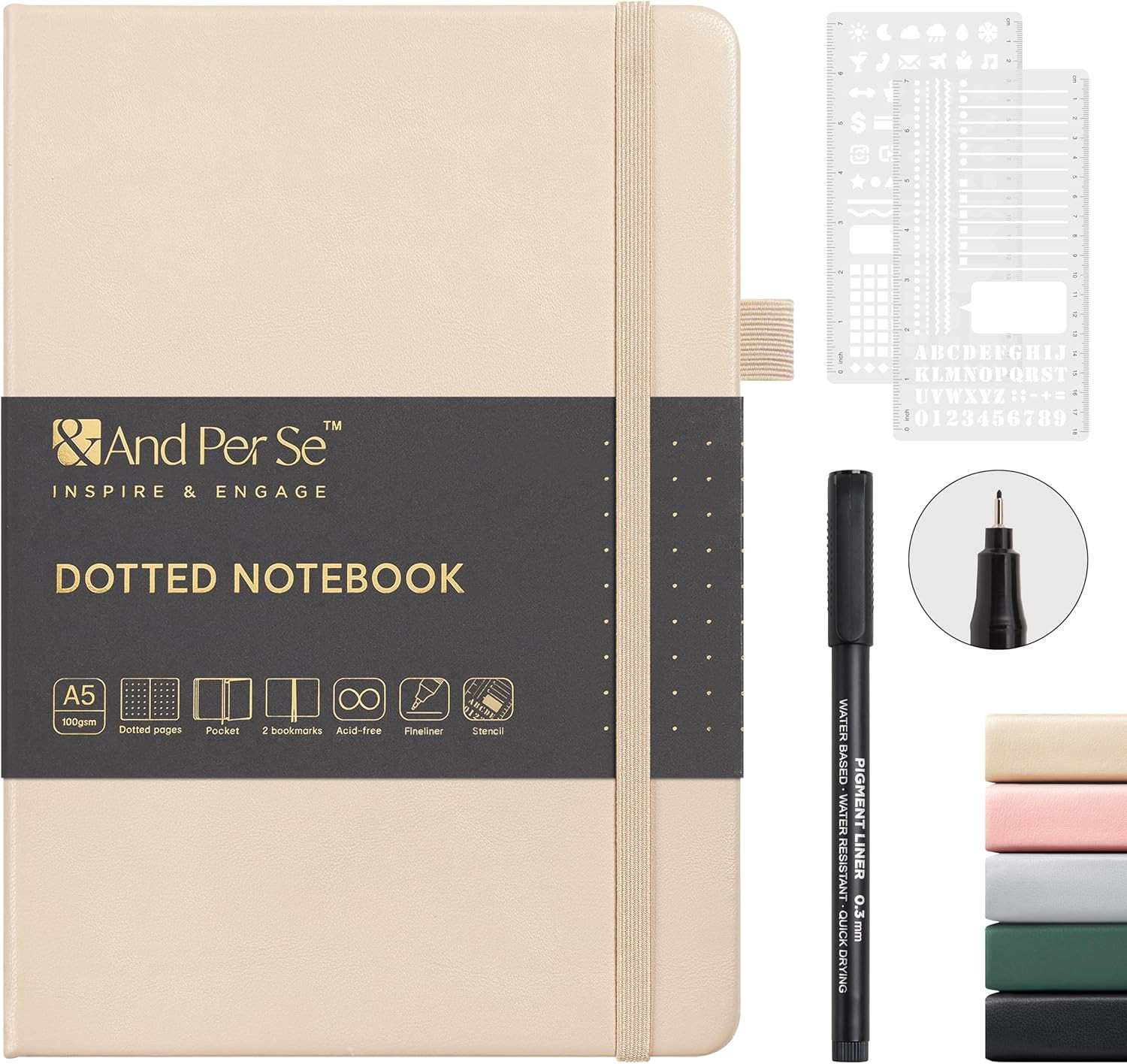 Bullet Dotted Journal Notebook, A5 Leather Hardcover, 176 Numbered Pages 100GSM
