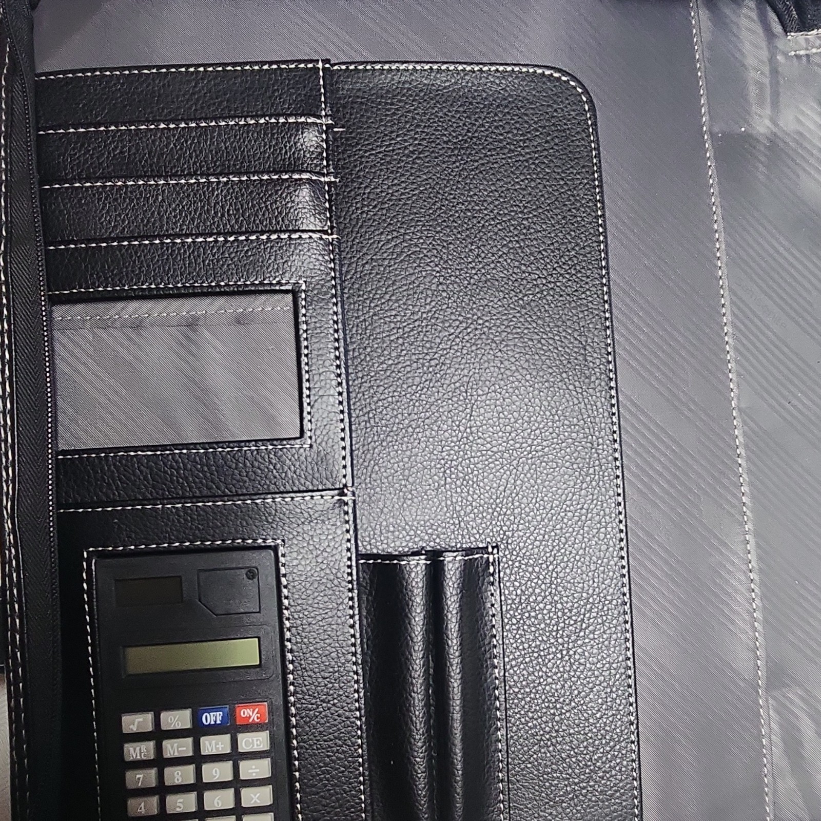 Samsonite Black Zip Portfolio Organizer w/ Strap, Handle, Calculator & Slots