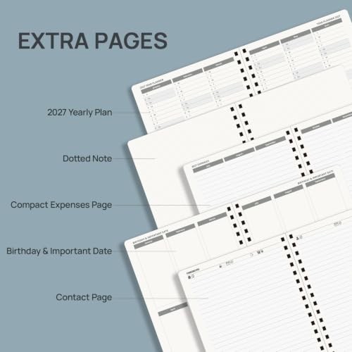 Weekly Monthly Planner 2027 6.5 x 8.5 Hourly Time Slots Spiral Leather Cover