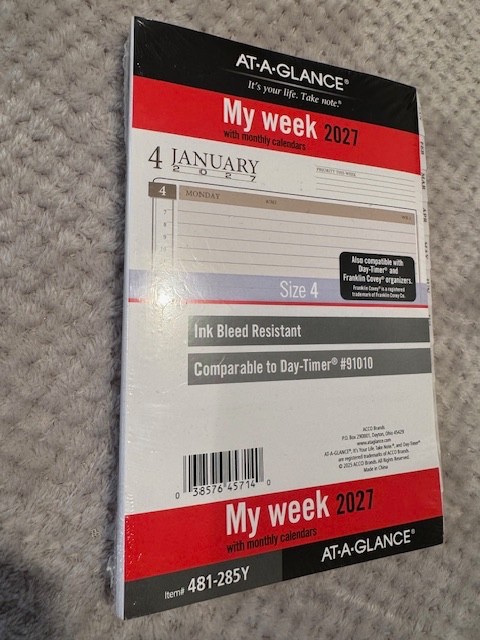 At-A-Glance 2027 481-285Y Weekly Monthly Planner Refill, Size 4, 5-1/2 x 8-1/2″
