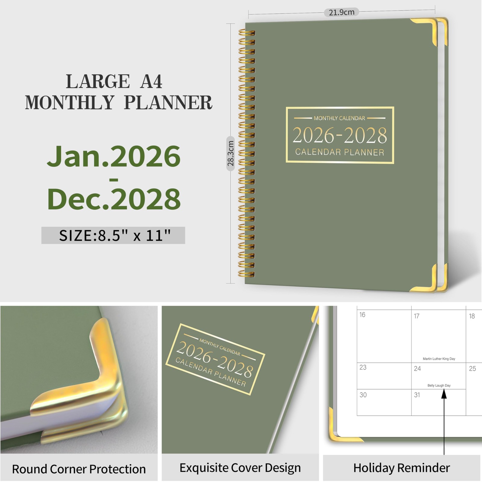 2026-2028 Monthly Planner – 3 Year Monthly Planner 2026-2028, Jan. 2026 – Dec. 2