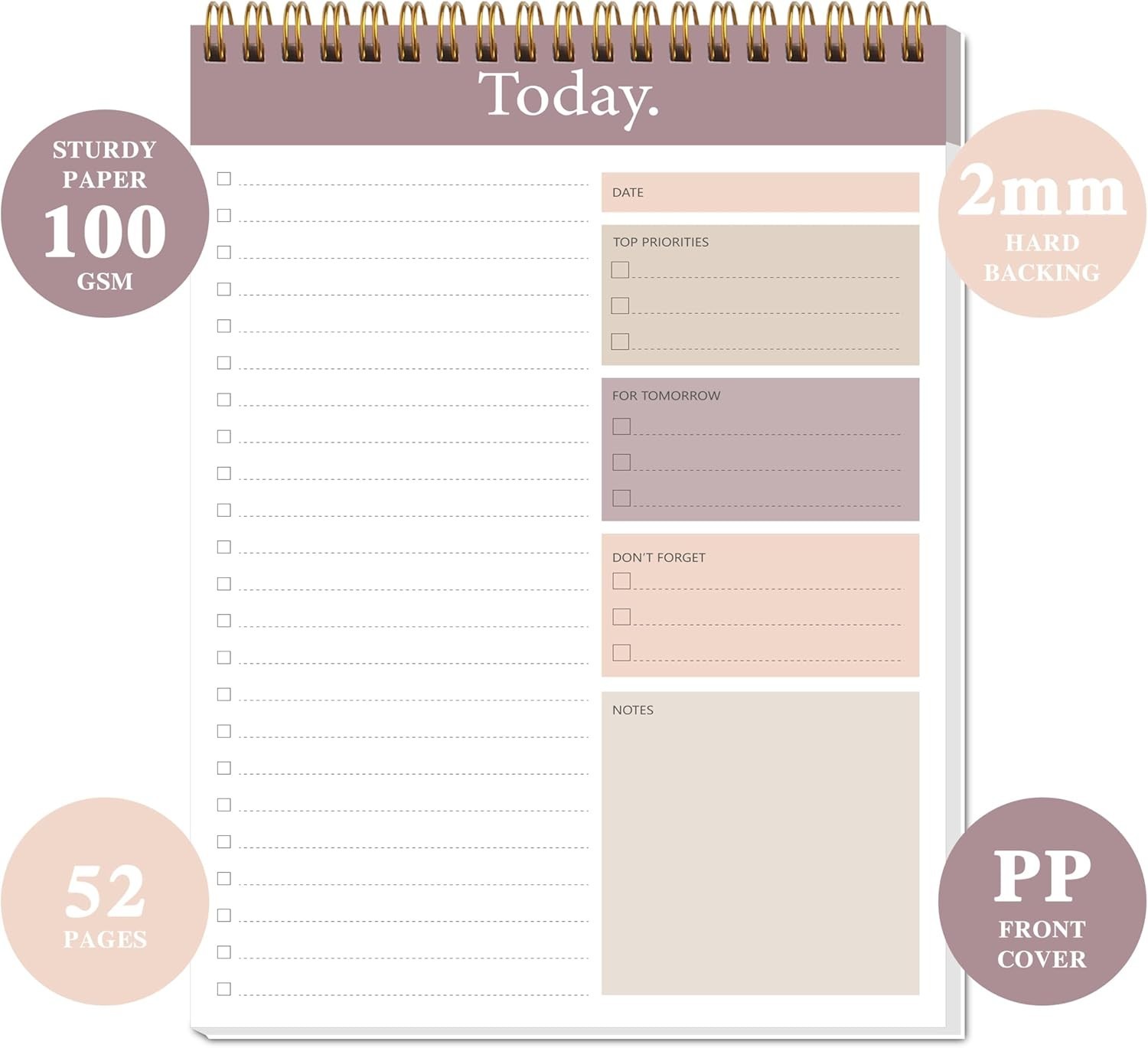 Daily Planner Notepad with PVC Cover – 52 Undated Pages for All Users