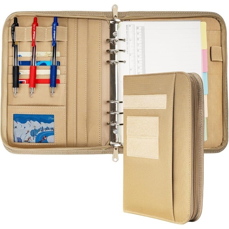 Tactical Padfolio Binder Zipper Loose-Leaf Paper Organizer Military Grade Design
