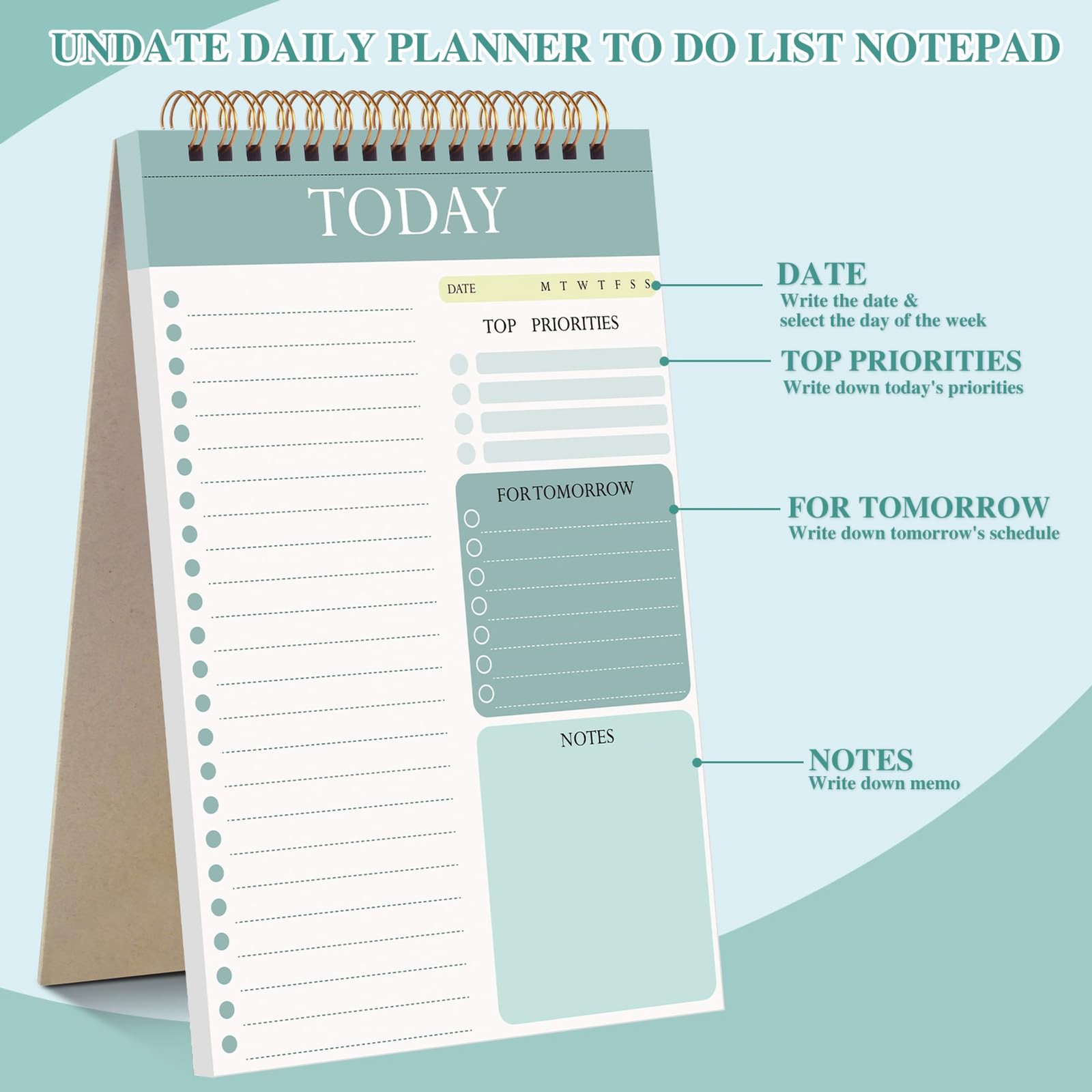 2 Packs To Do List Notepad, 104 Pages To Do List Notebook A5 Undated Daily Plann