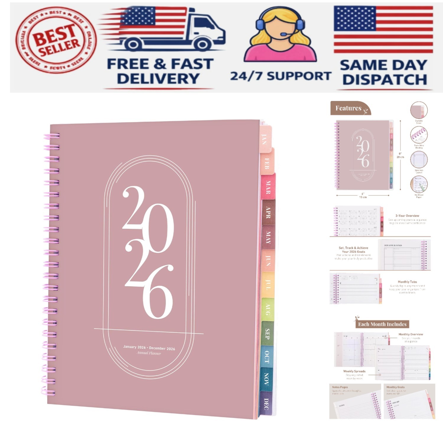 Spiral Bound Rileys 2026 Planner: Compact Size for Students & Teachers