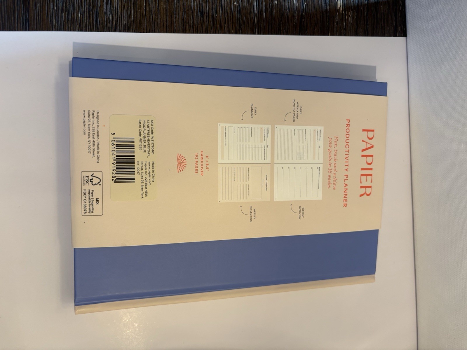 NEW ~ Blue & Cream Papier “Start Fresh Everyday” 16 Week Productivity Planner
