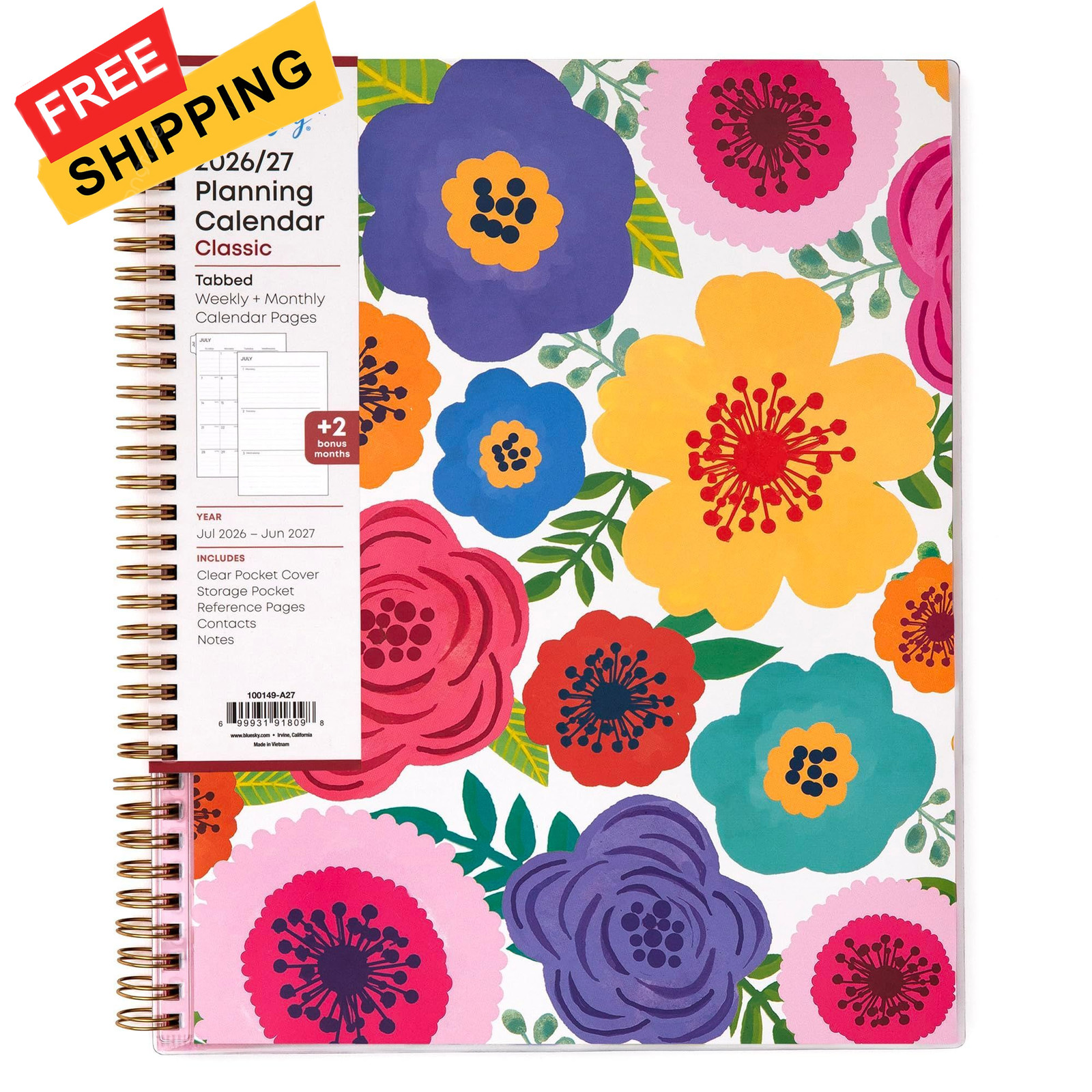 Blue Sky 2026-2027 Weekly and Monthly Academic 8.5″ x 11″, Mahalo- 2026/2027