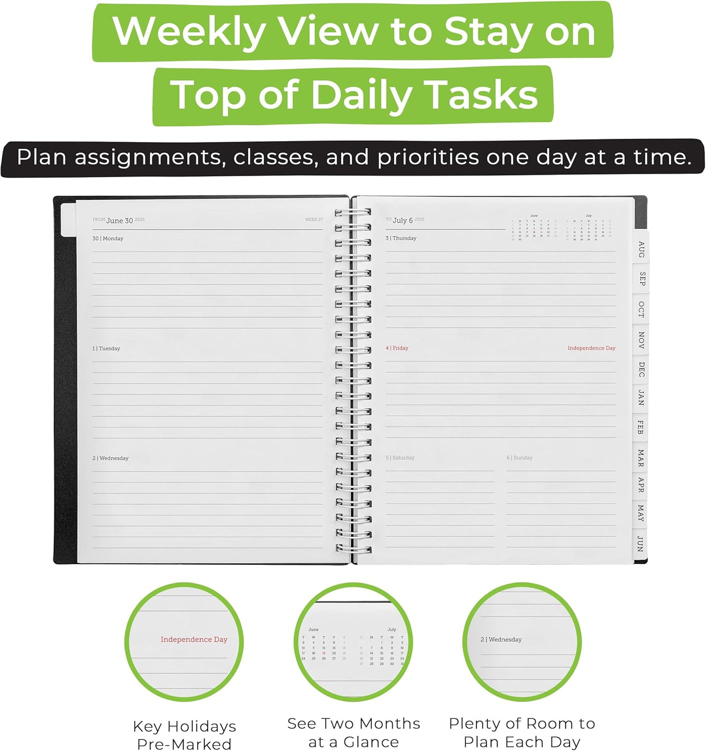 Academic Planner 2025-2026, Daily, Weekly & Monthly Planner, July 2025 – June…