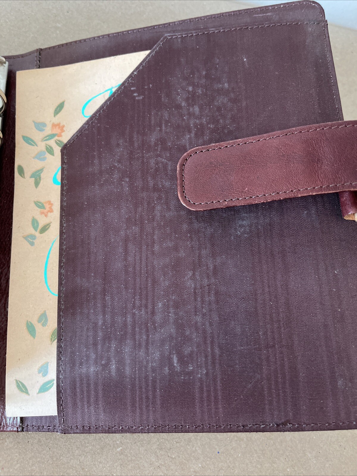Day-Timer Planner Binder Brown Leather 7 Rings Loose Leaf USA Made 1996 Vintage