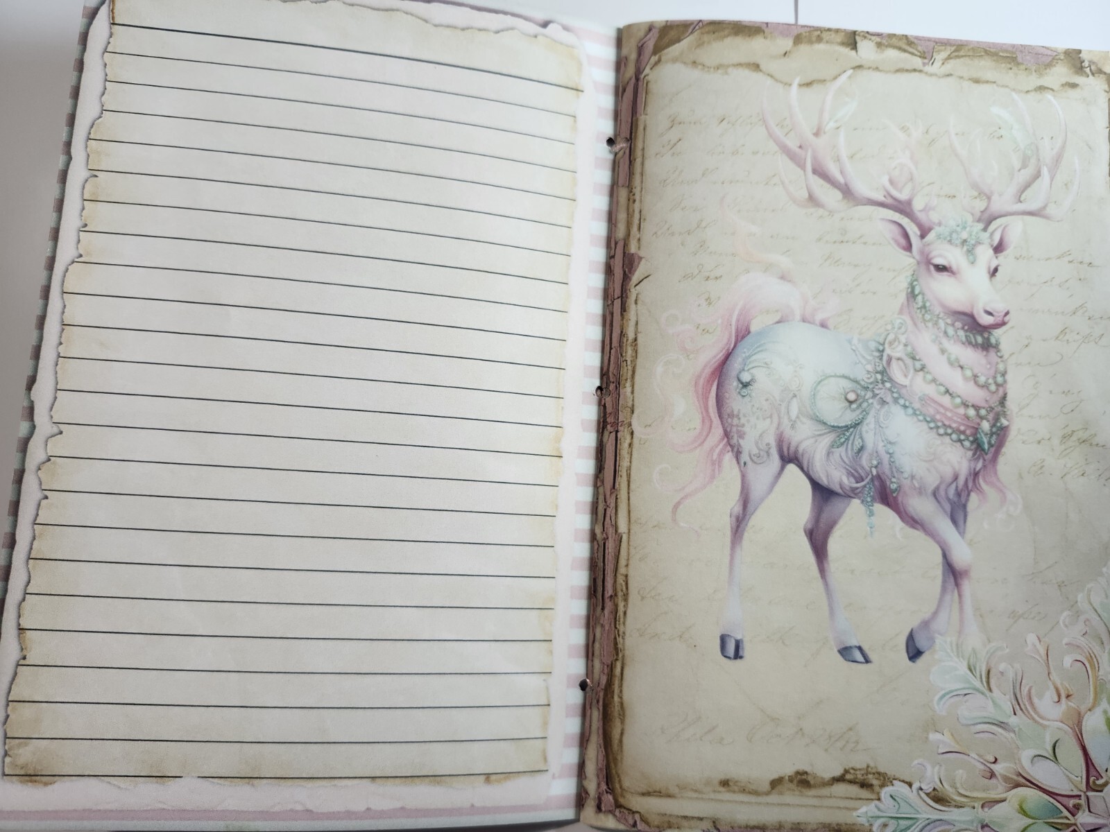 Junk Journal Booklet “PASTEL CHRISTMAS” Christmas Pink Holiday Ephemera, Cards+