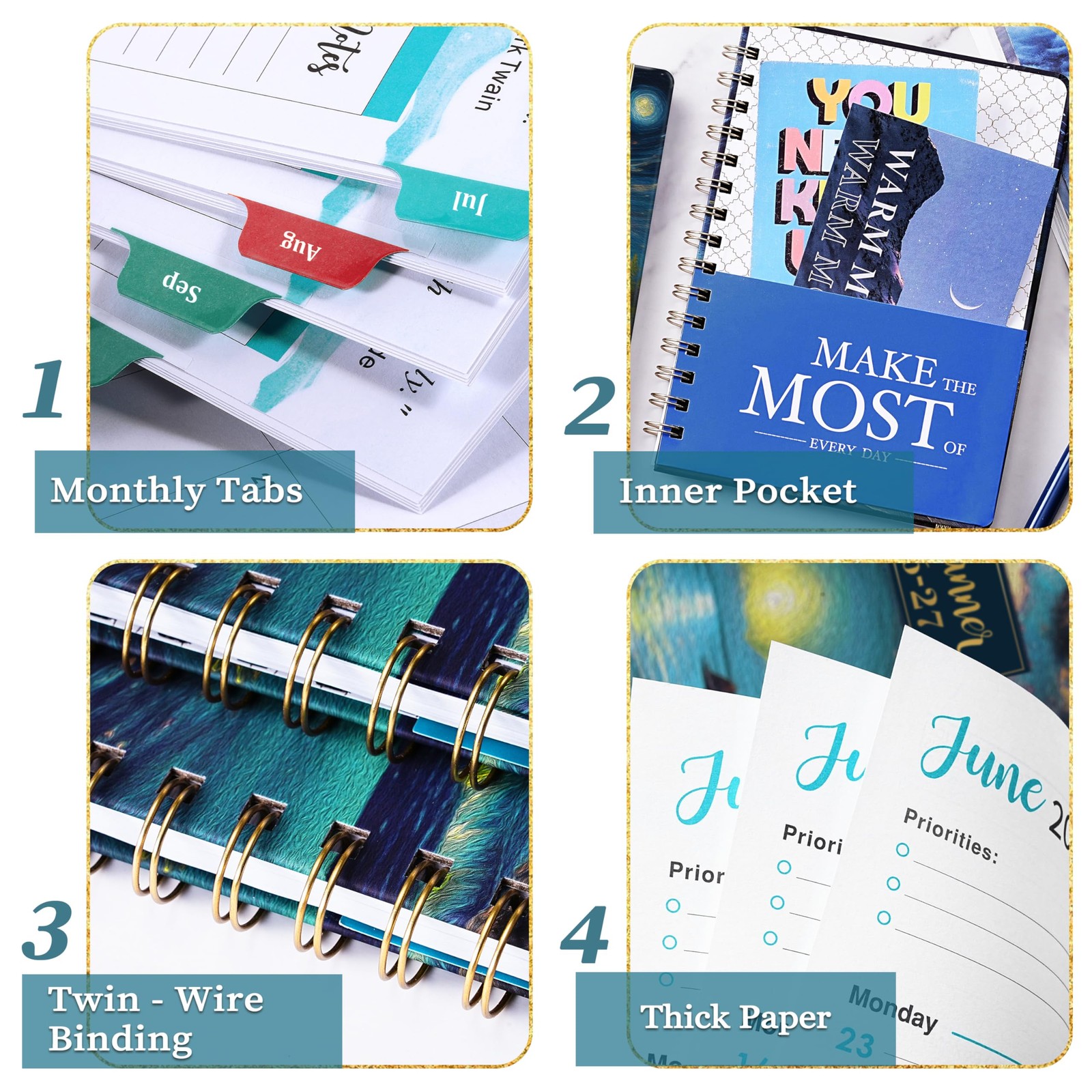 Planner 2026-2027 – 136 pages, 8.4 x 6.3 x 0.63 inches, Sea Beach Blue