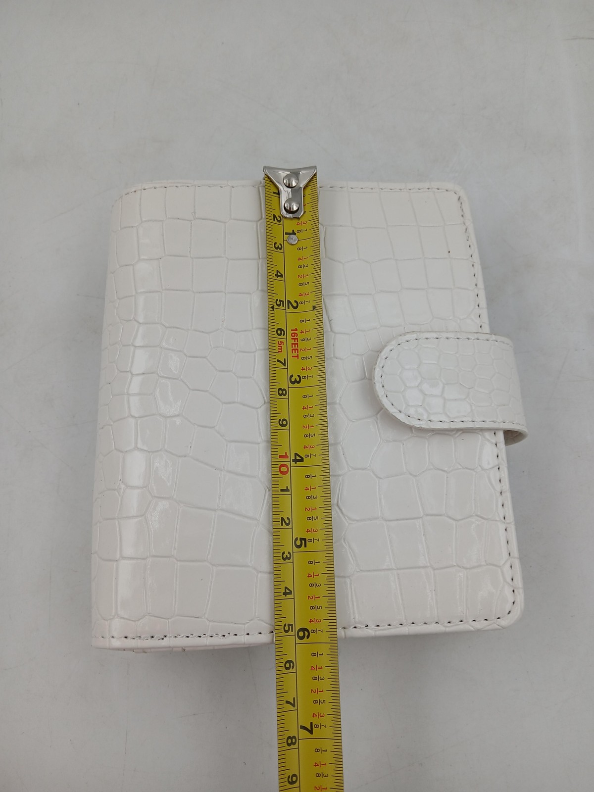 Budget Baes A6 Cash Envelope Binder Wallet White Croc Faux Leather 6 Ring PU