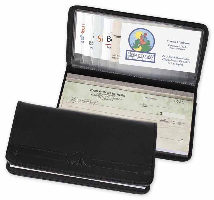 51214N Personal Size Pyramid Black Leather Cover 6 3/8 x 3 1/2″