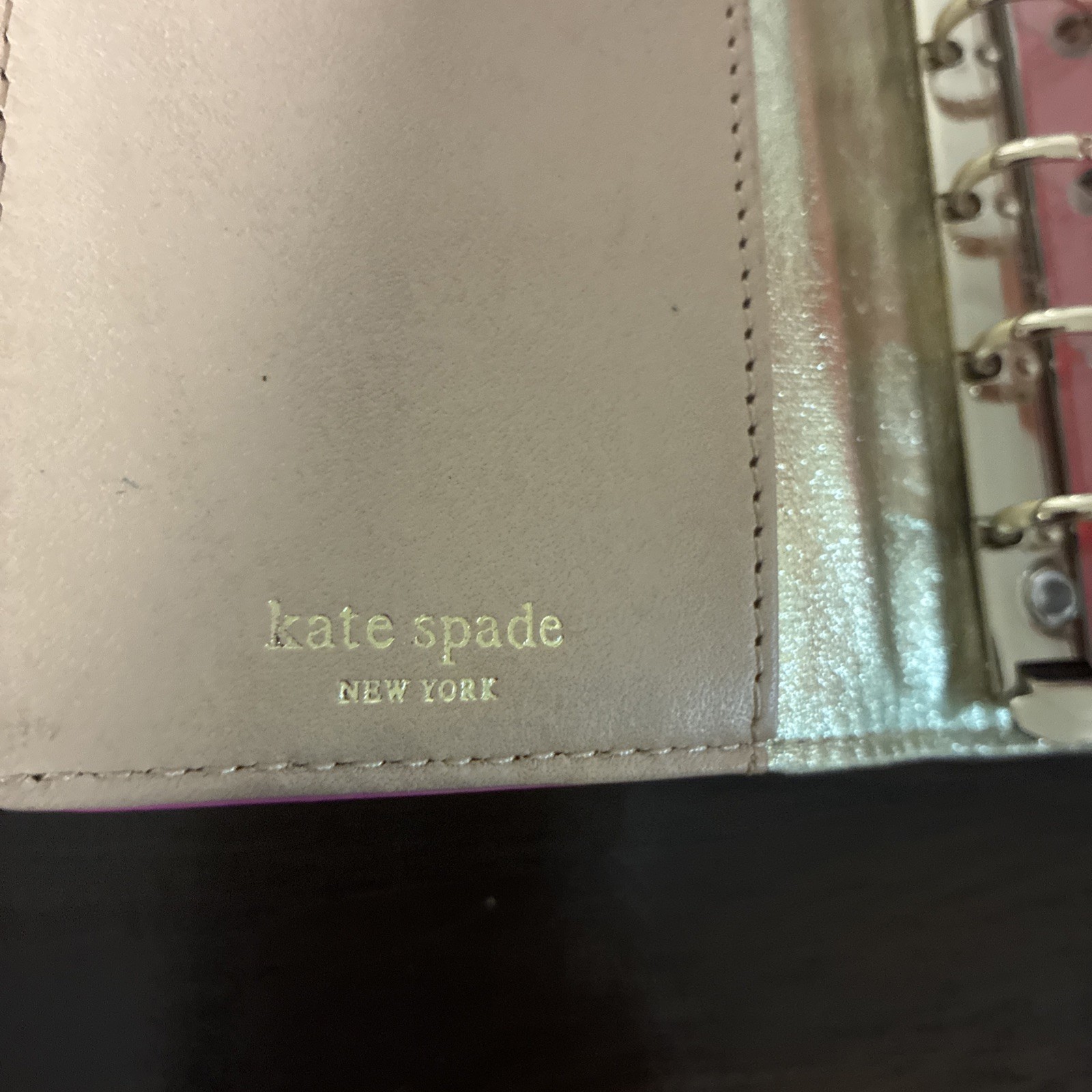 Kate Spade New York System Planner cover Pink And Tan Leather, inside 6 ring