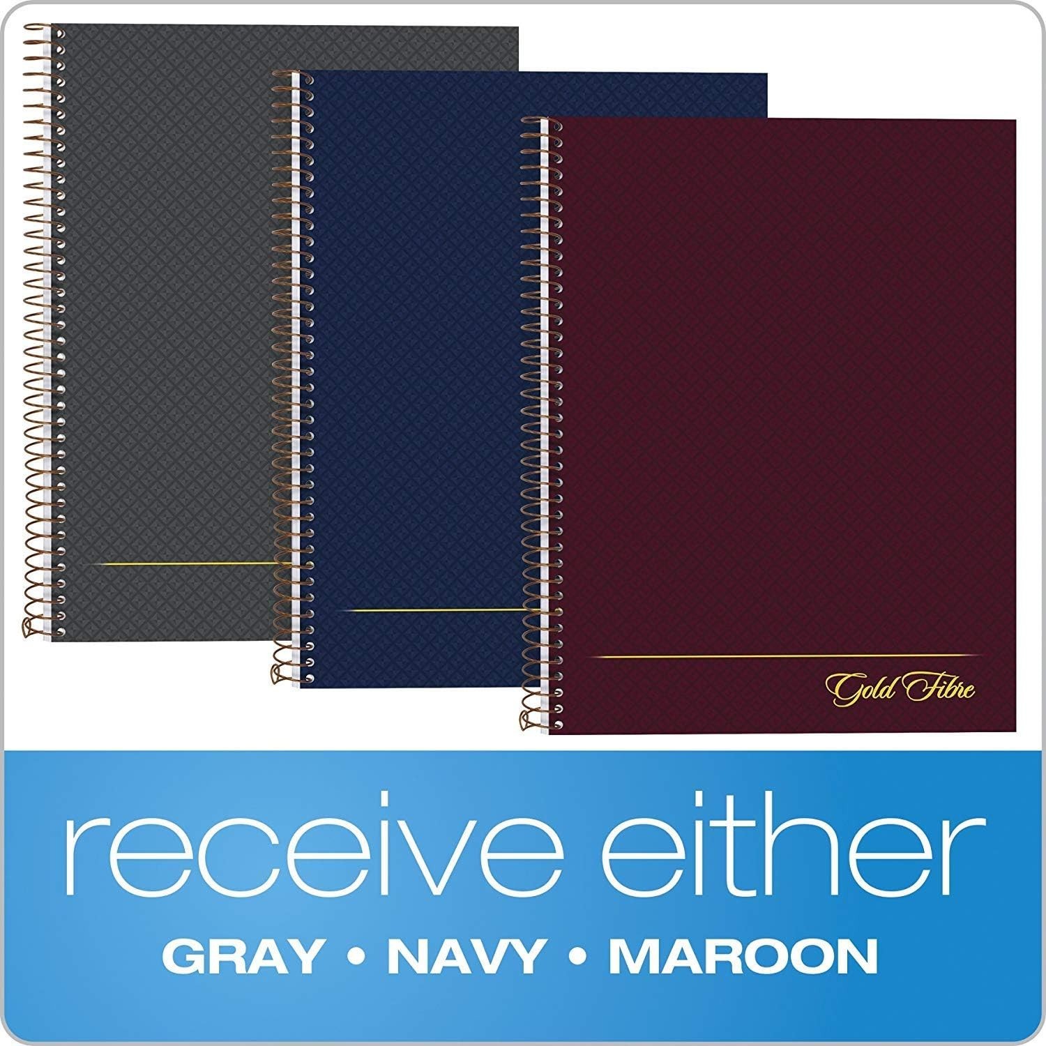 Gold Fibre Planner Notebook, 3-Pack, Assorted Colors