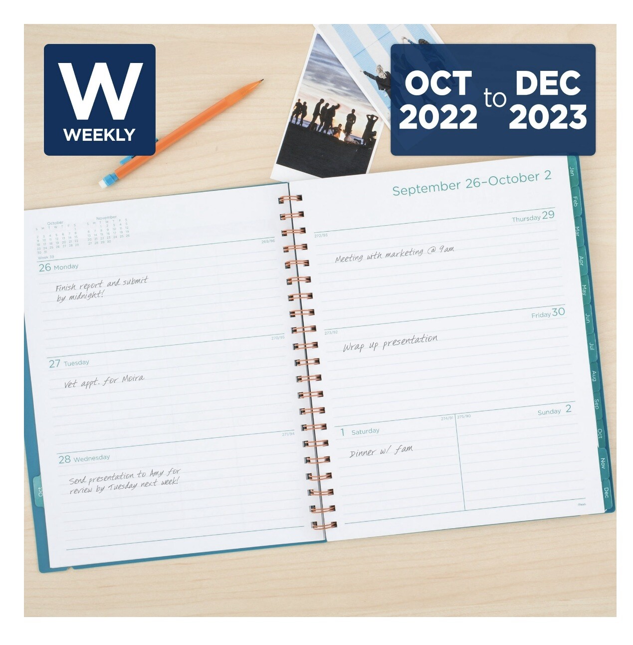 2023 Mead, Color Pop, Teal, Weekly Monthly Planner – Contacts- Passwords- Notes