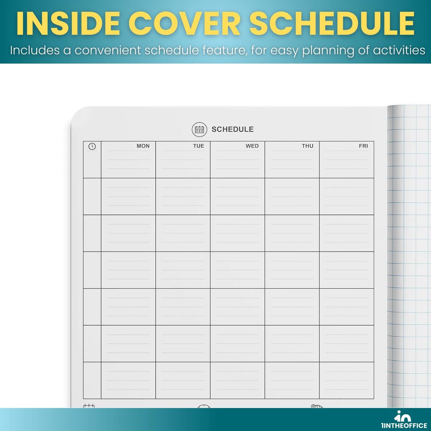 1InTheOffice Graph Paper Composition Notebook, Ruled notebook, Black