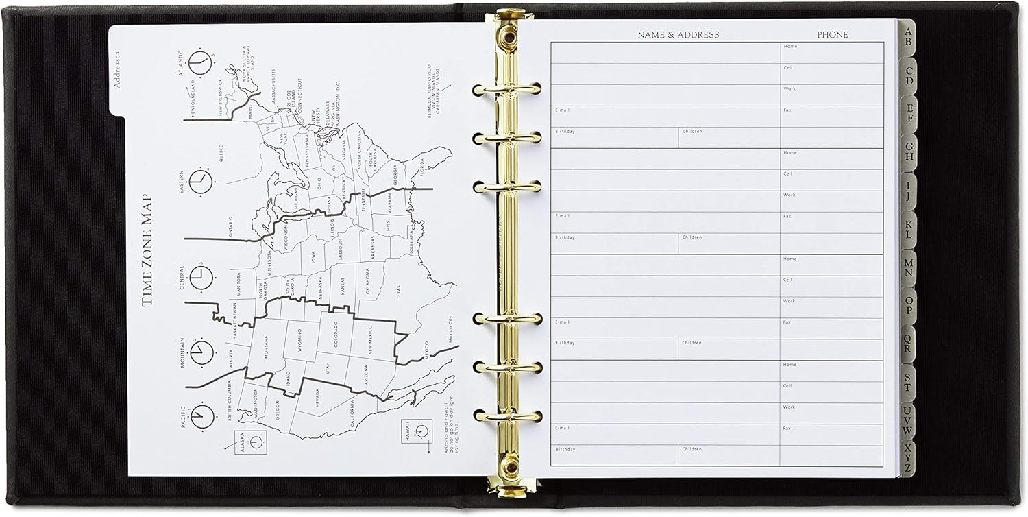 Stylish Refillable Address Organizer with Gold Stamped Cover, 7.25 x 7.75 in