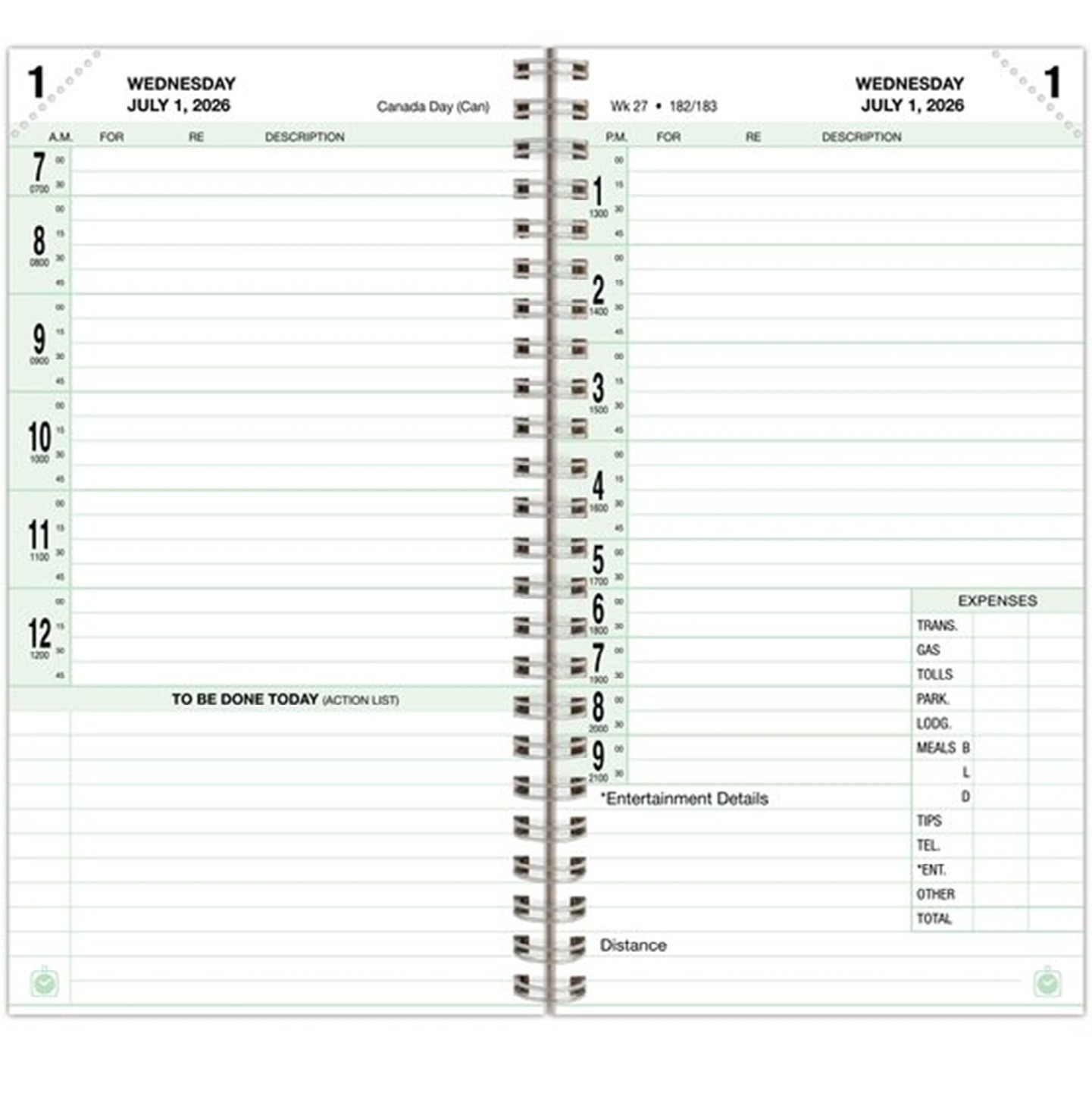 Day-Timer Jul26 – Jun27 2-Page/Day Recorday Planner Refill, Wirebound