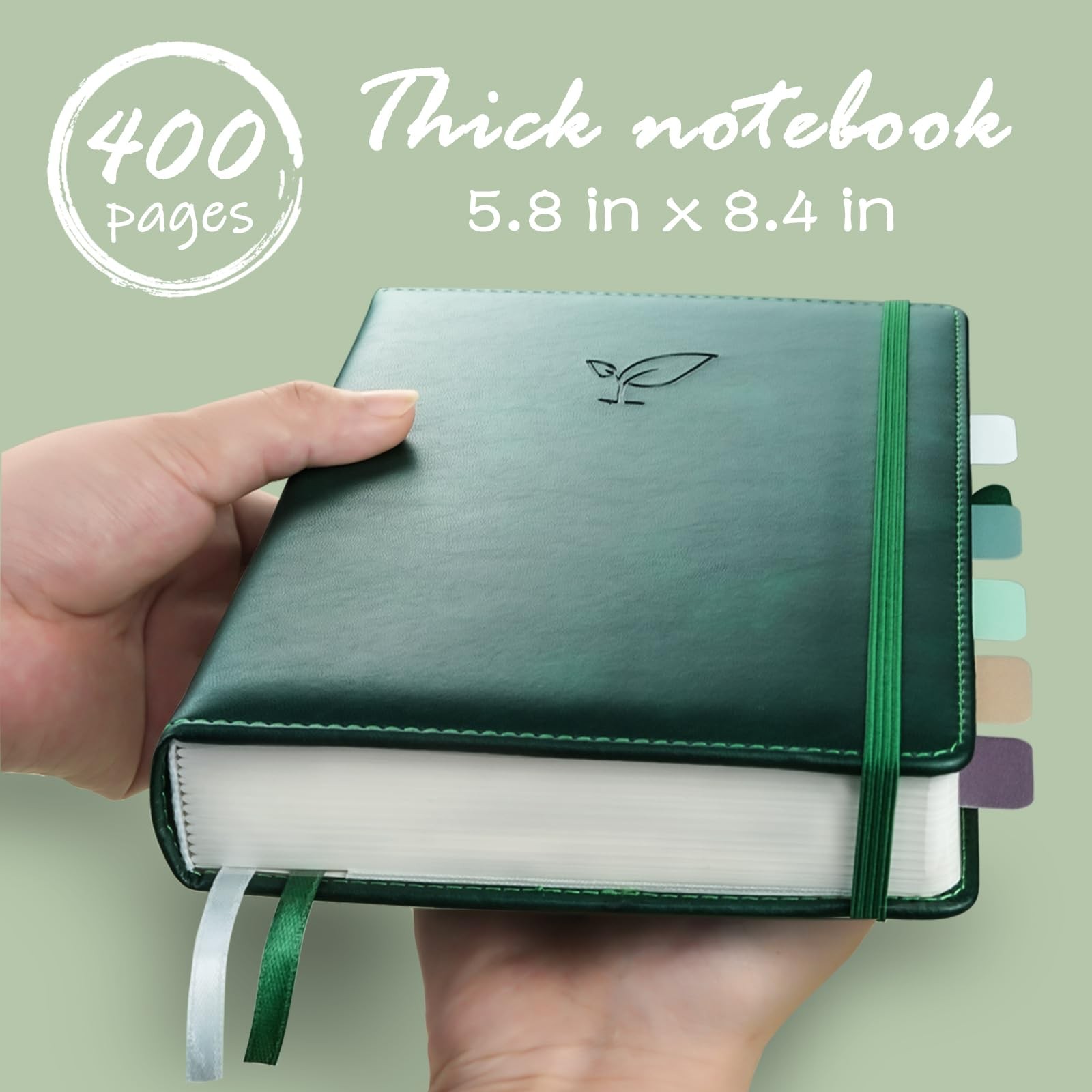 Lined Journal Notebook 400 Pages Thick Journal for Writing A5 Hardcover Leathe