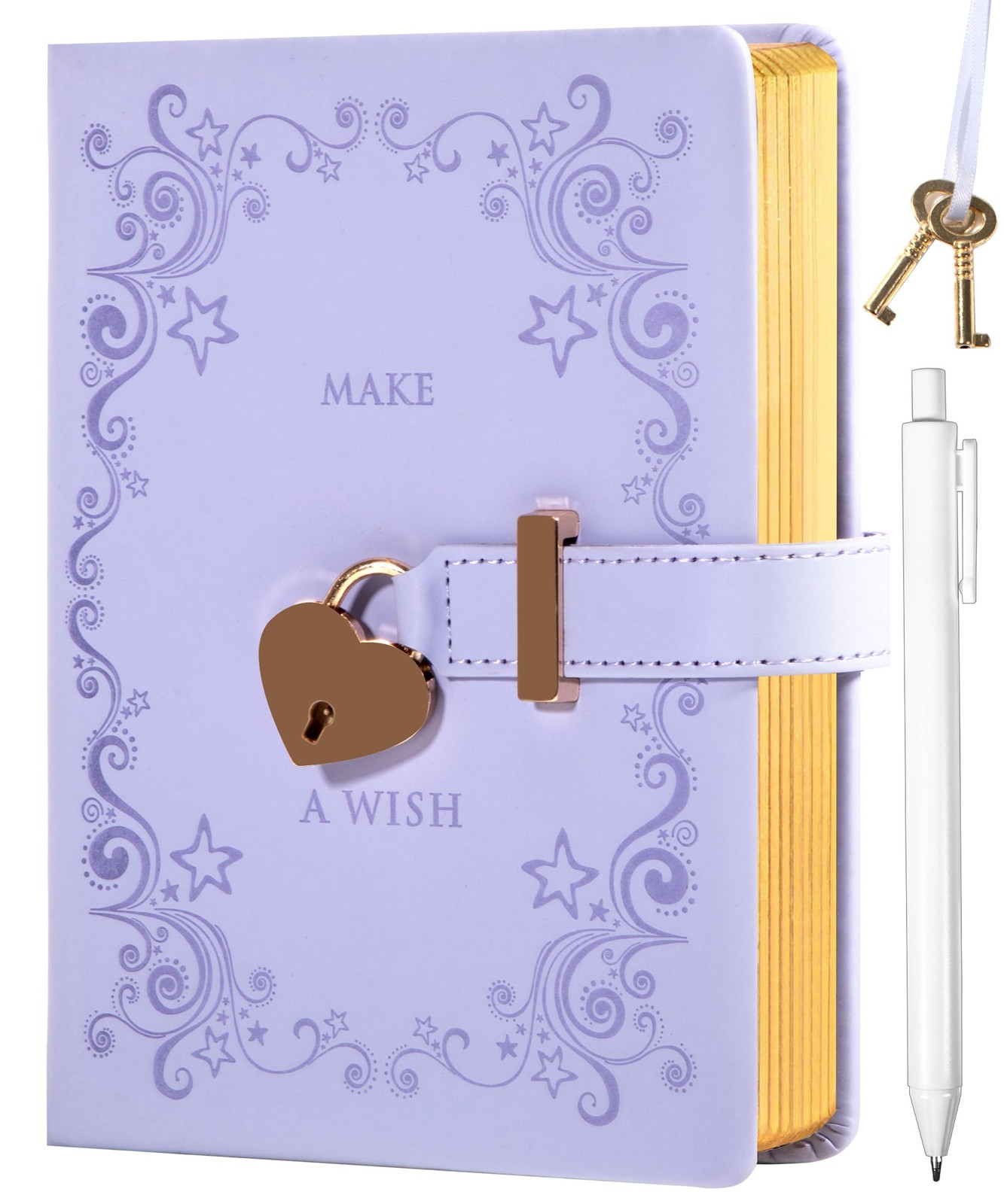 CAGIE Diary with Lock for Girls Pen Heart Shaped Vintage Purple